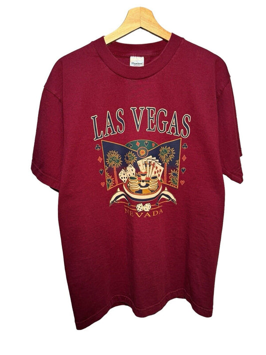 Vintage Las Vegas Nevada Casino T-Shirt Murina Sz L Burgundy Made in USA