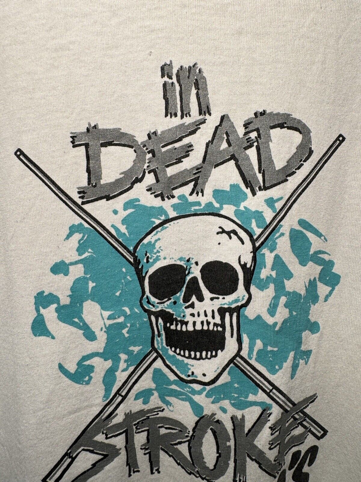 VINTAGE Dead Stroke Dripping Skull Pool Shirt Adult XL Extra Large White Men's