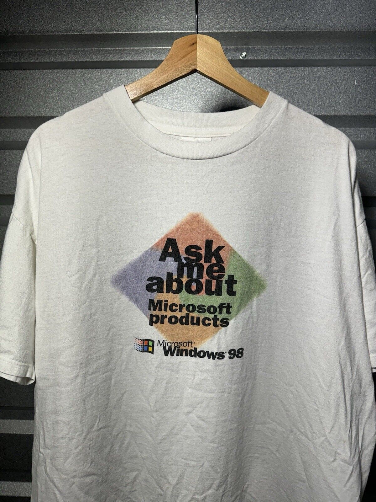 VINTAGE Microsoft Windows 1998 T-Shirt XL White Computer USA Dbl Sided