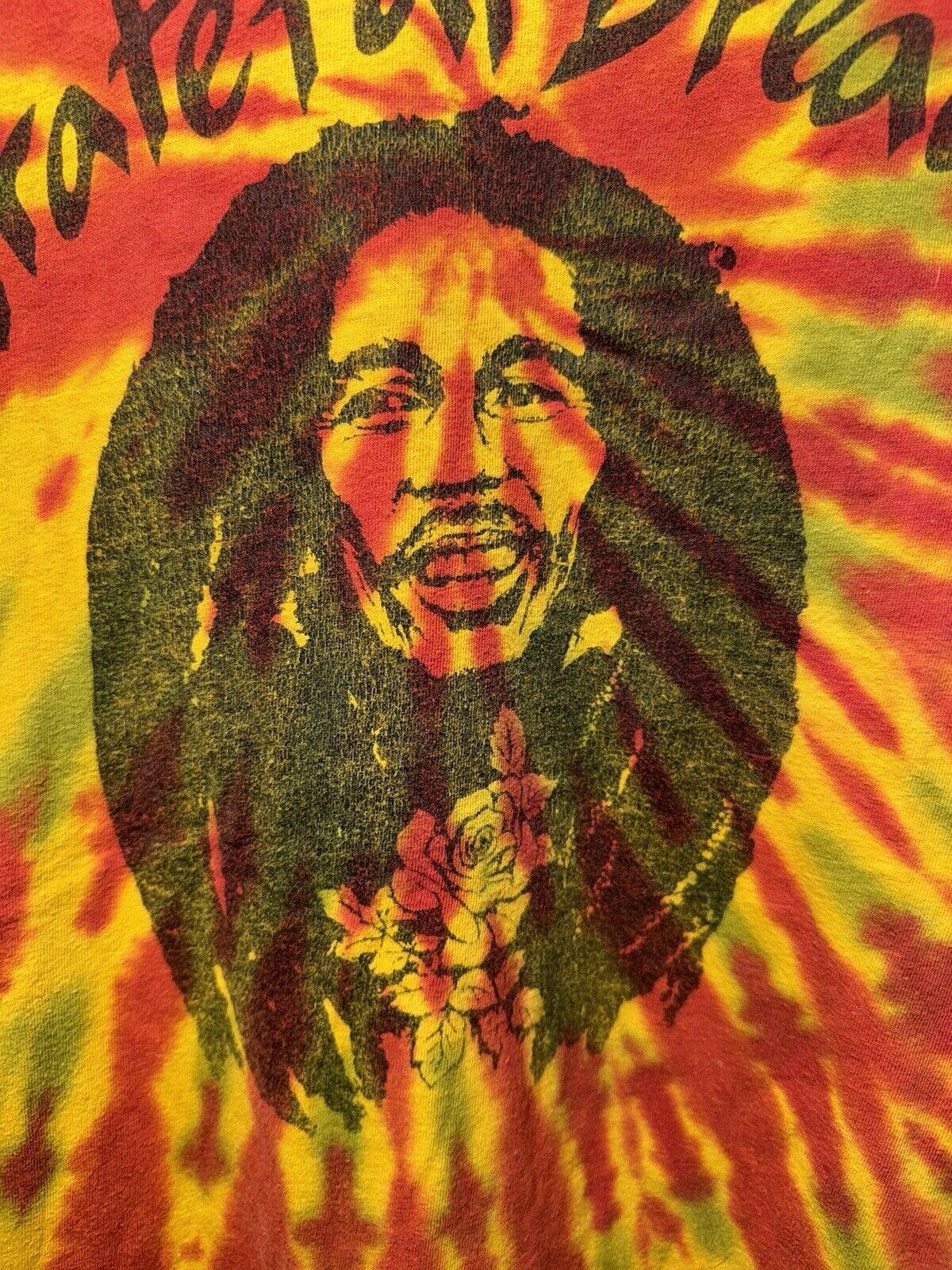 Vintage Grateful Dead Dread Bob Marley T-Shirt Sz L Tie Dye Band Music RARE 80s