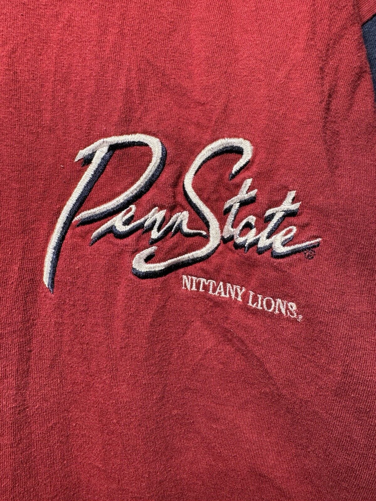 Vintage Penn State Nittany Lions T-Shirt Sz M Blue & Red Embroidered NCAA 