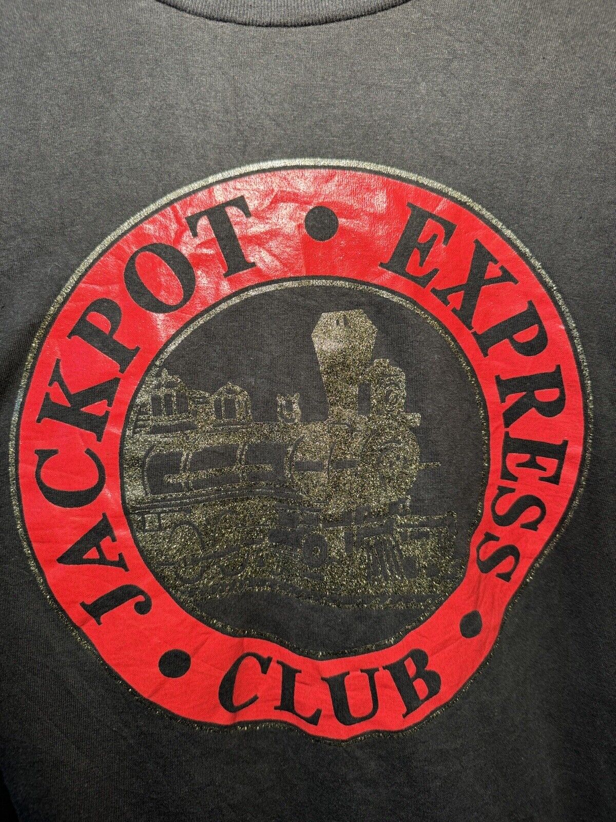 Vintage Jackpot Express Club T-Shirt Size XL Black Oneita Casino Gambling USA