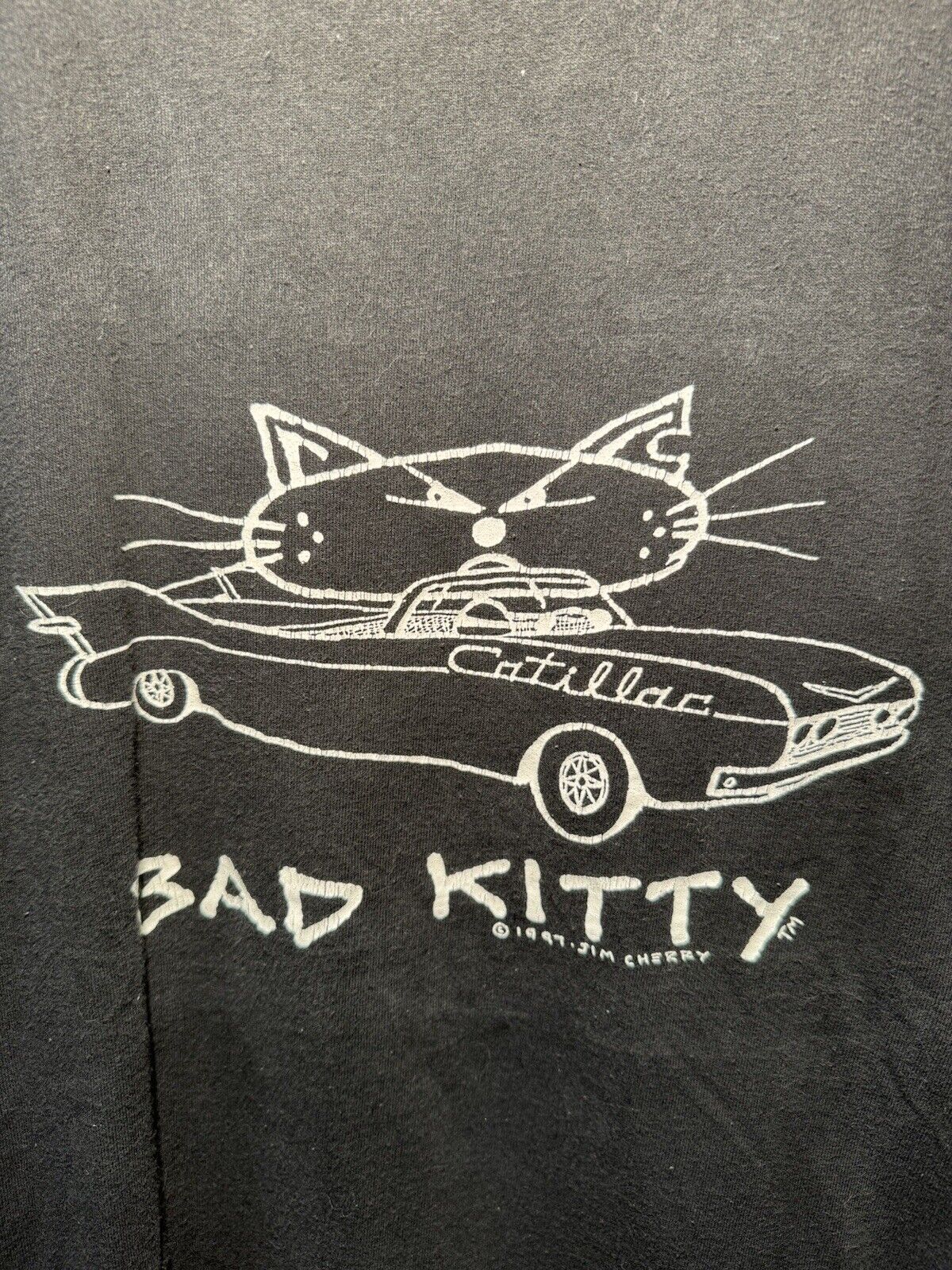 Vintage 1997 Bad Kitty Catillac T-Shirt Sz L Tultex Tag Black RARE 