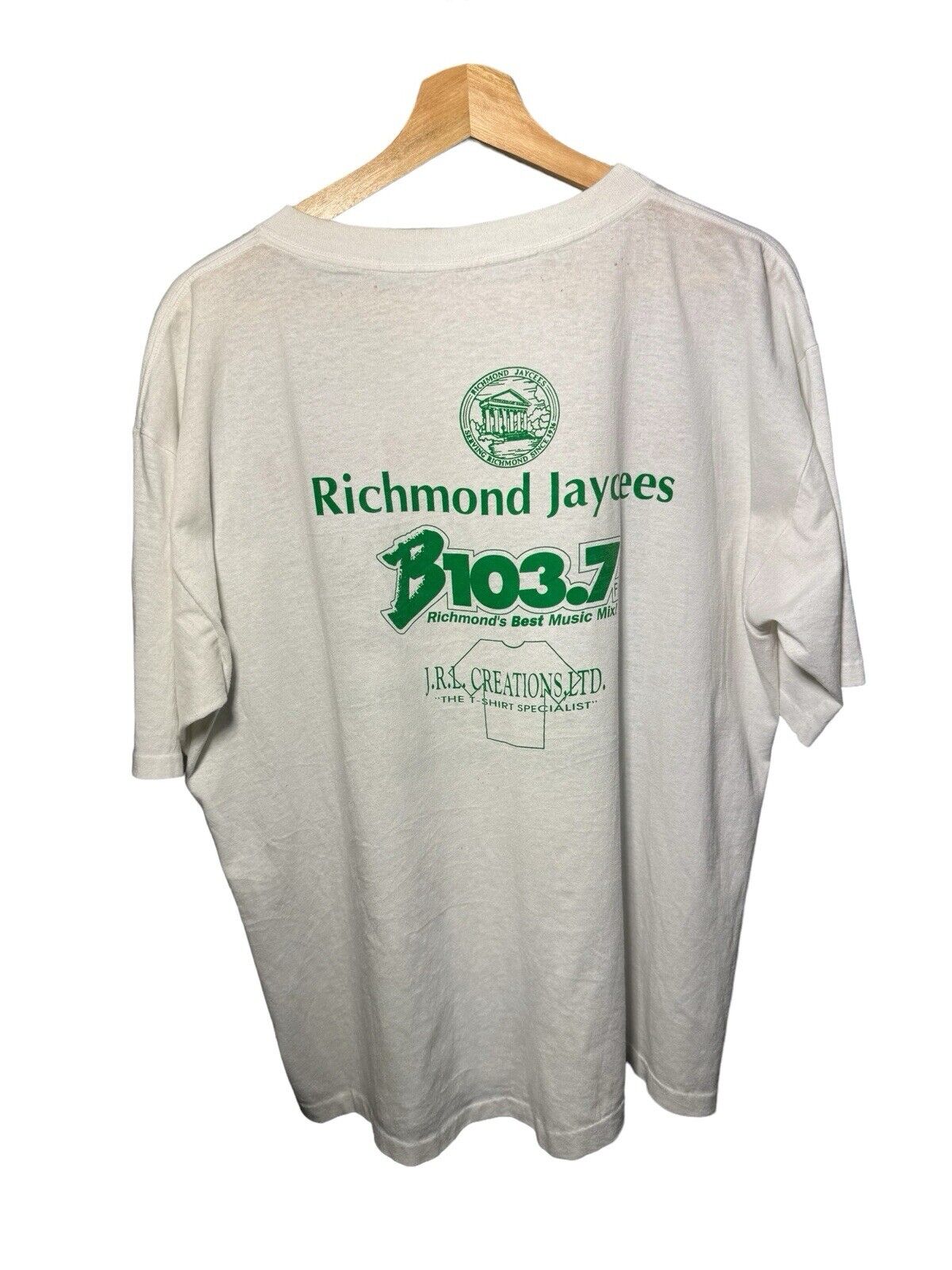 Vintage 1992 Italian Festival Single Stitch White T-Shirt XL Richmond Jaycees