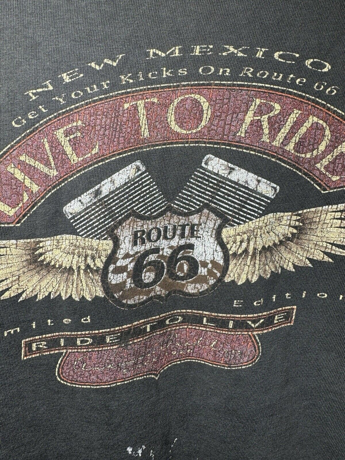 Vintage Y2K Live To Ride Route 66 Biker T-Shirt Faded Distressed Sz 2XL 