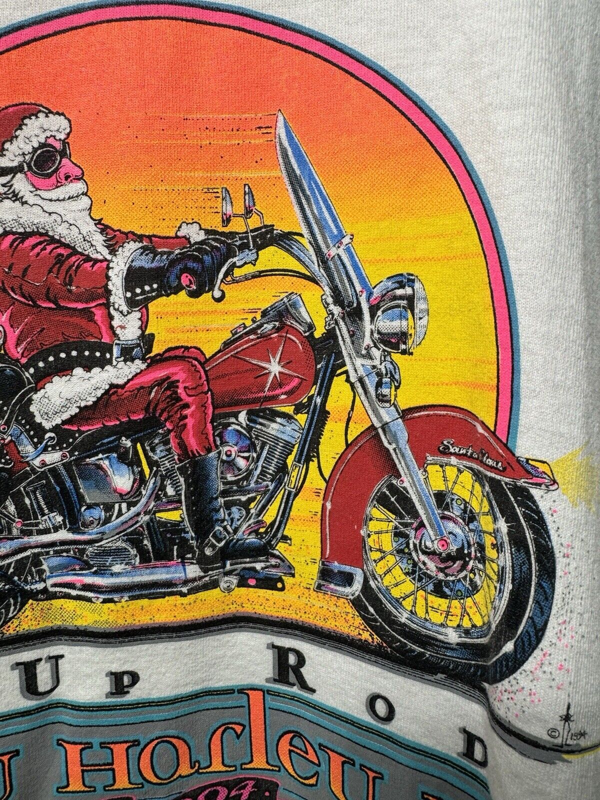 VTG 1994 HAPPY Harley Days Rodeo Dr T-shirt Christmas Santa Beverly Hills 3XL