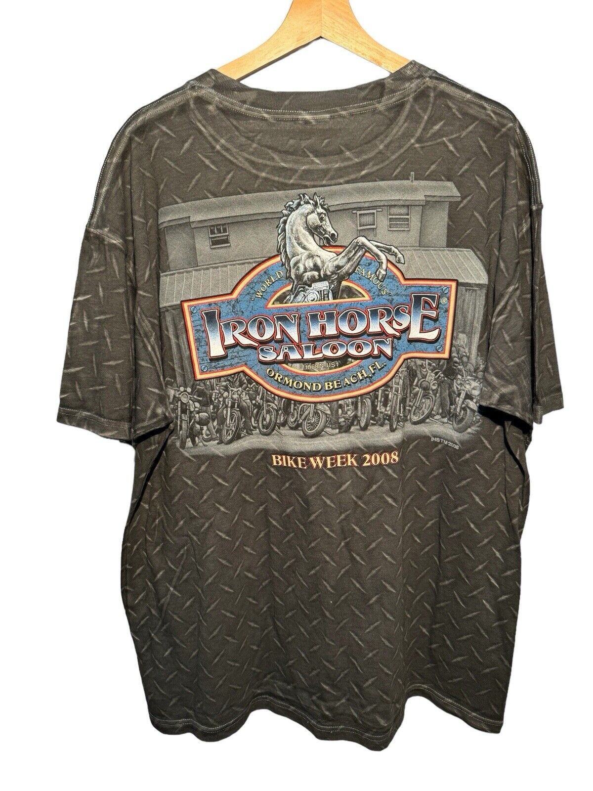 VTG Iron Horse Saloon T-Shirt Mens Large Gray 2008 Florida Bike Week Biker 