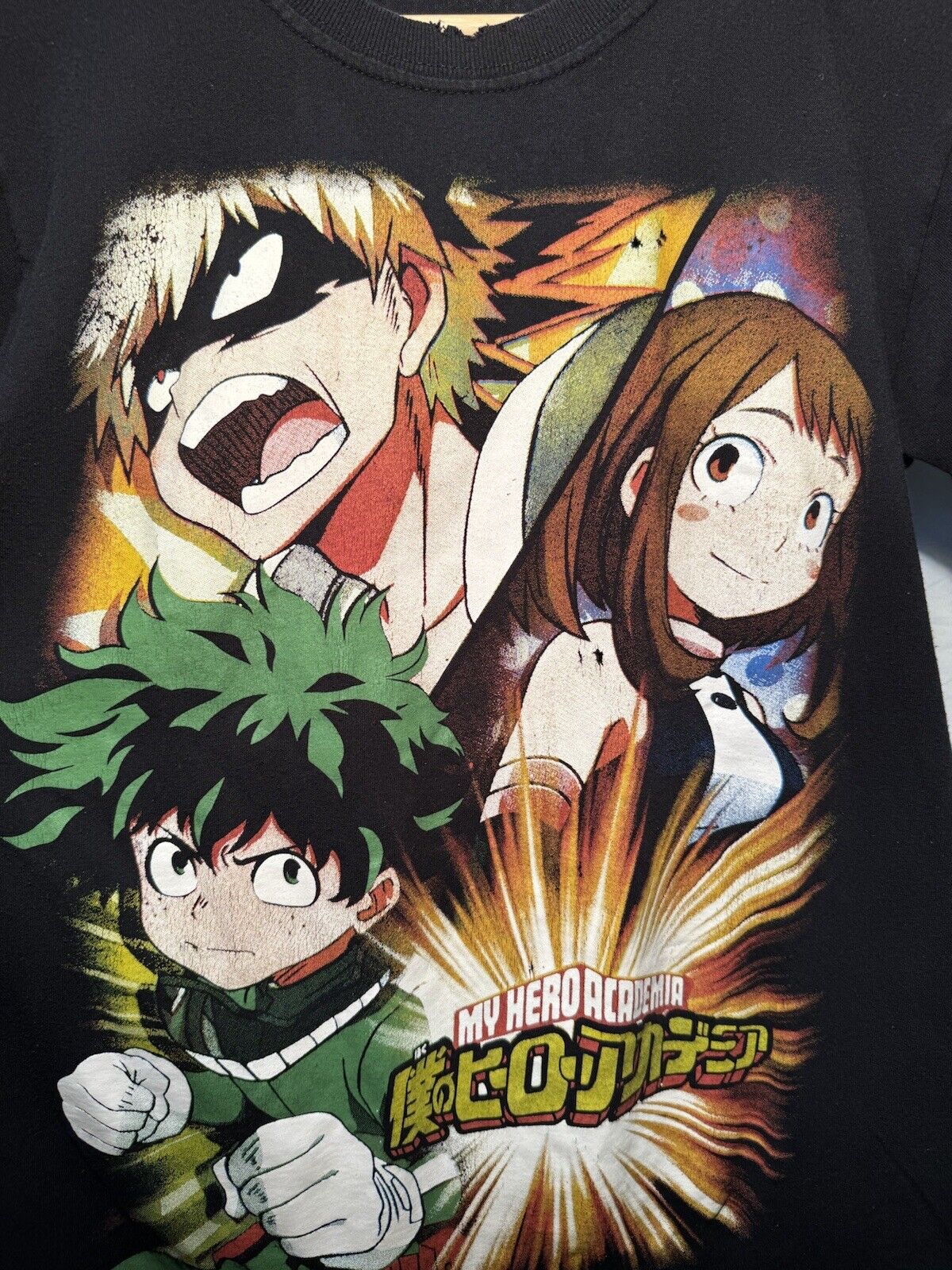 Vintage MY HERO ACADEMIA MENS M T-Shirt / Double Sided Graphic Black RARE 