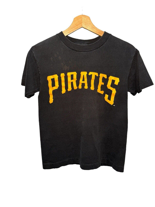 Vintage 90s Pittsburgh Pirates Majestic T-Shirt Black Single Stitch Youth L 