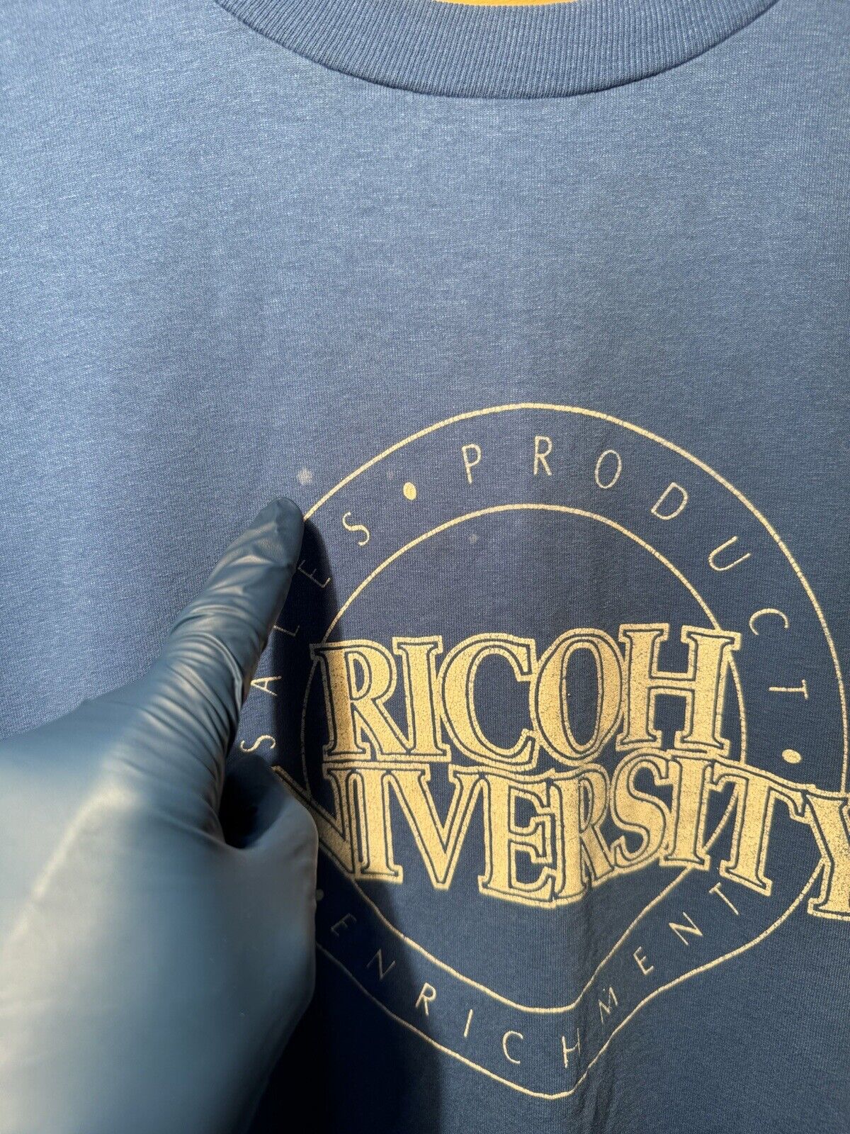 Vintage 90s Ricoh University T-Shirt Blue Sz XL Single Stitch Hanes 