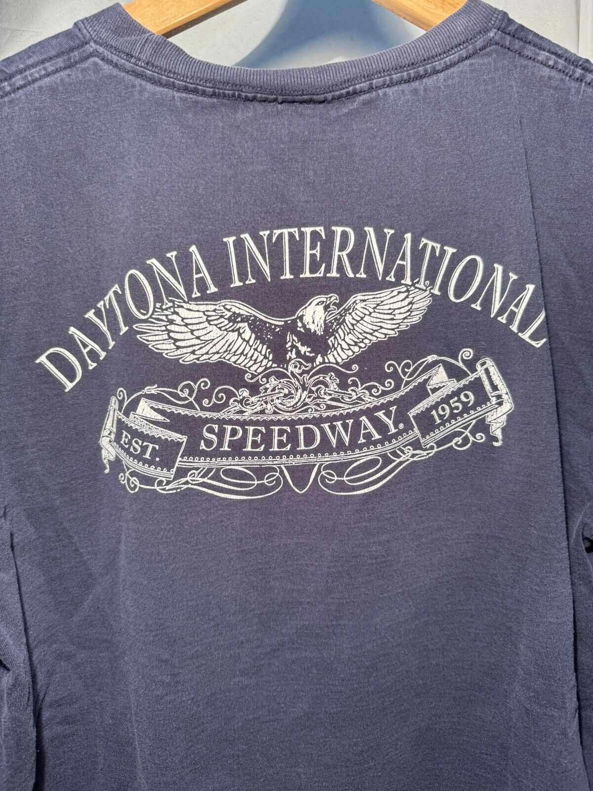 Vintage Daytona International Speedway T-Shirt Size Large Men’s Navy Dbl Sided