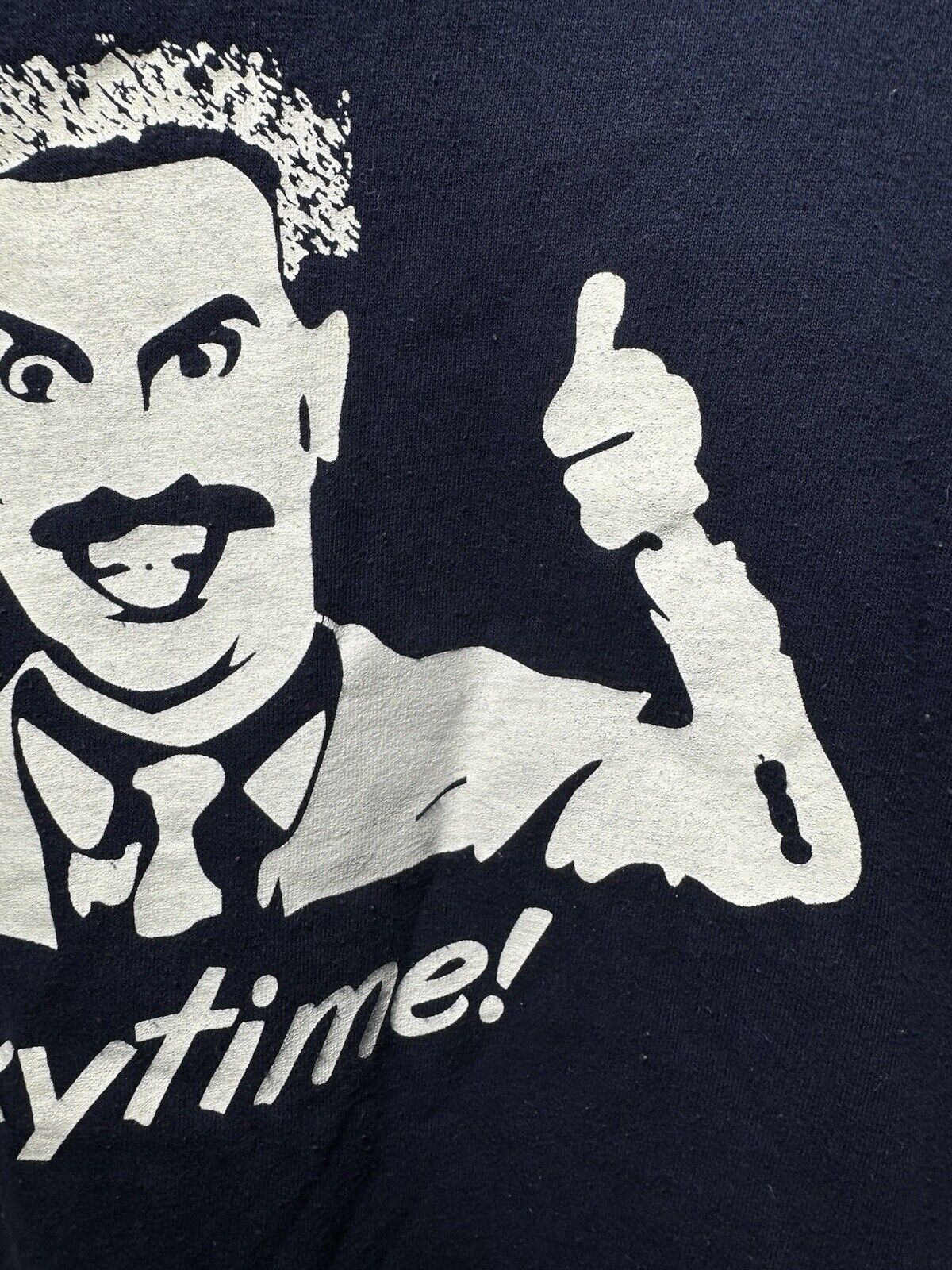 Vintage Borat Movie Promo Sexy Time! T-Shirt Sz L Navy Blue Rare Funny 