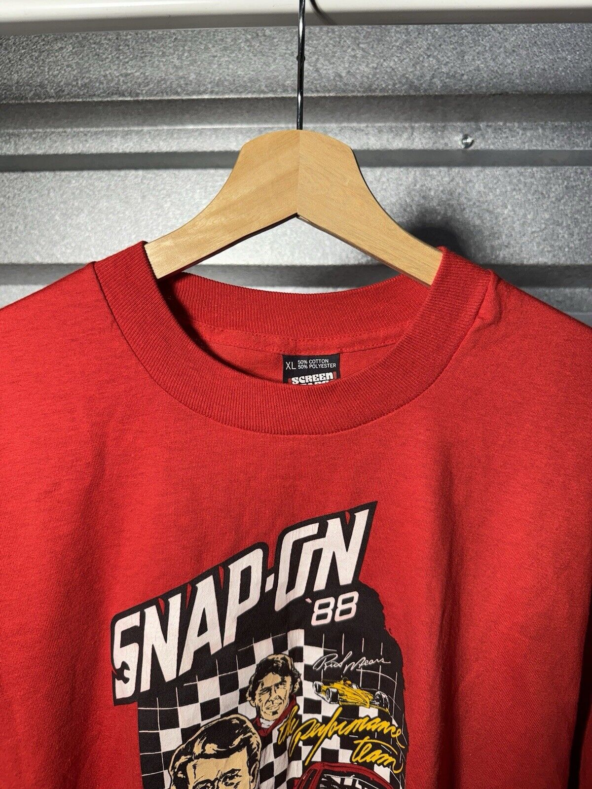 Vintage Snap On Tools Racing T-Shirt Single Stitch Red 1988 Size XL Rare 