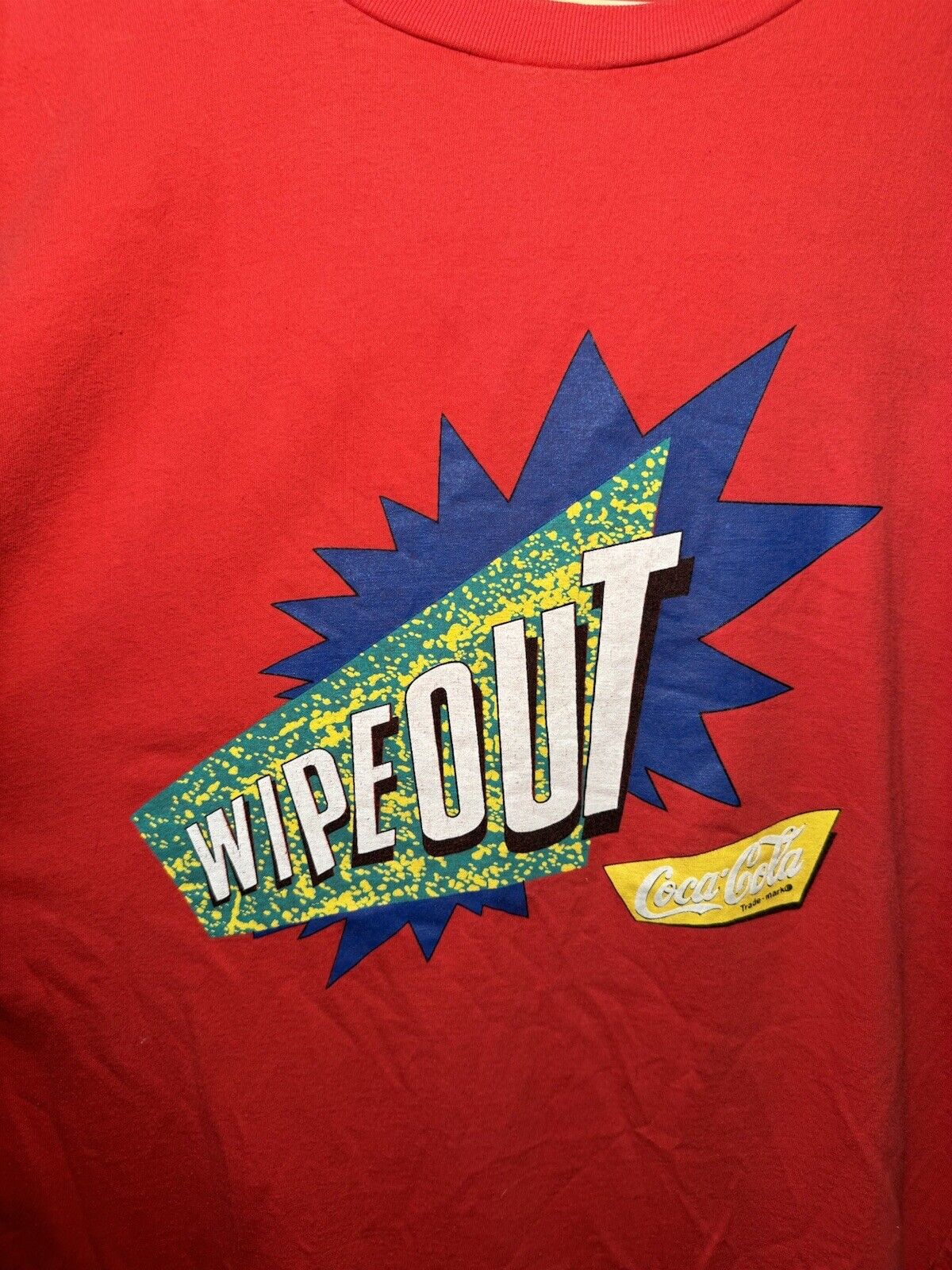 Vintage Coca-Cola Wipeout T-Shirt Men’s Large Red Single Stitched Very Rare 