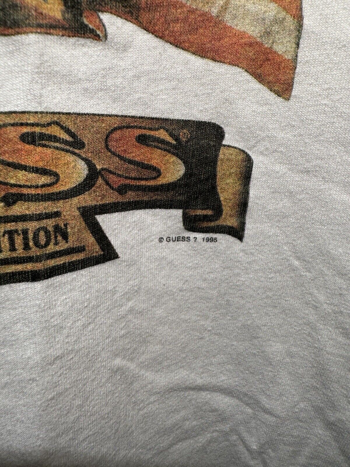 Vintage 90s 1995 Guess Jeans USA American Tradition T Shirt Adult M White Mens