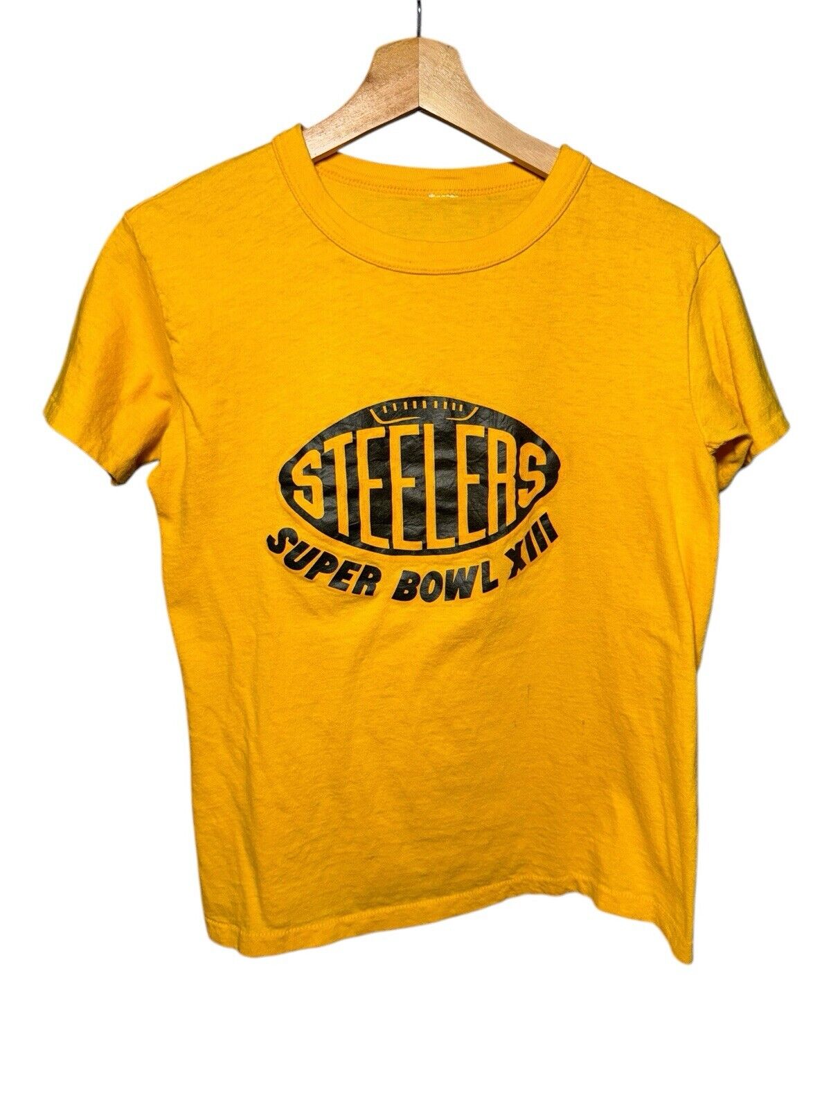 VTG Steelers Mens T Shirt S Super Bowl 13 1979 SS Made in USA Yellow 