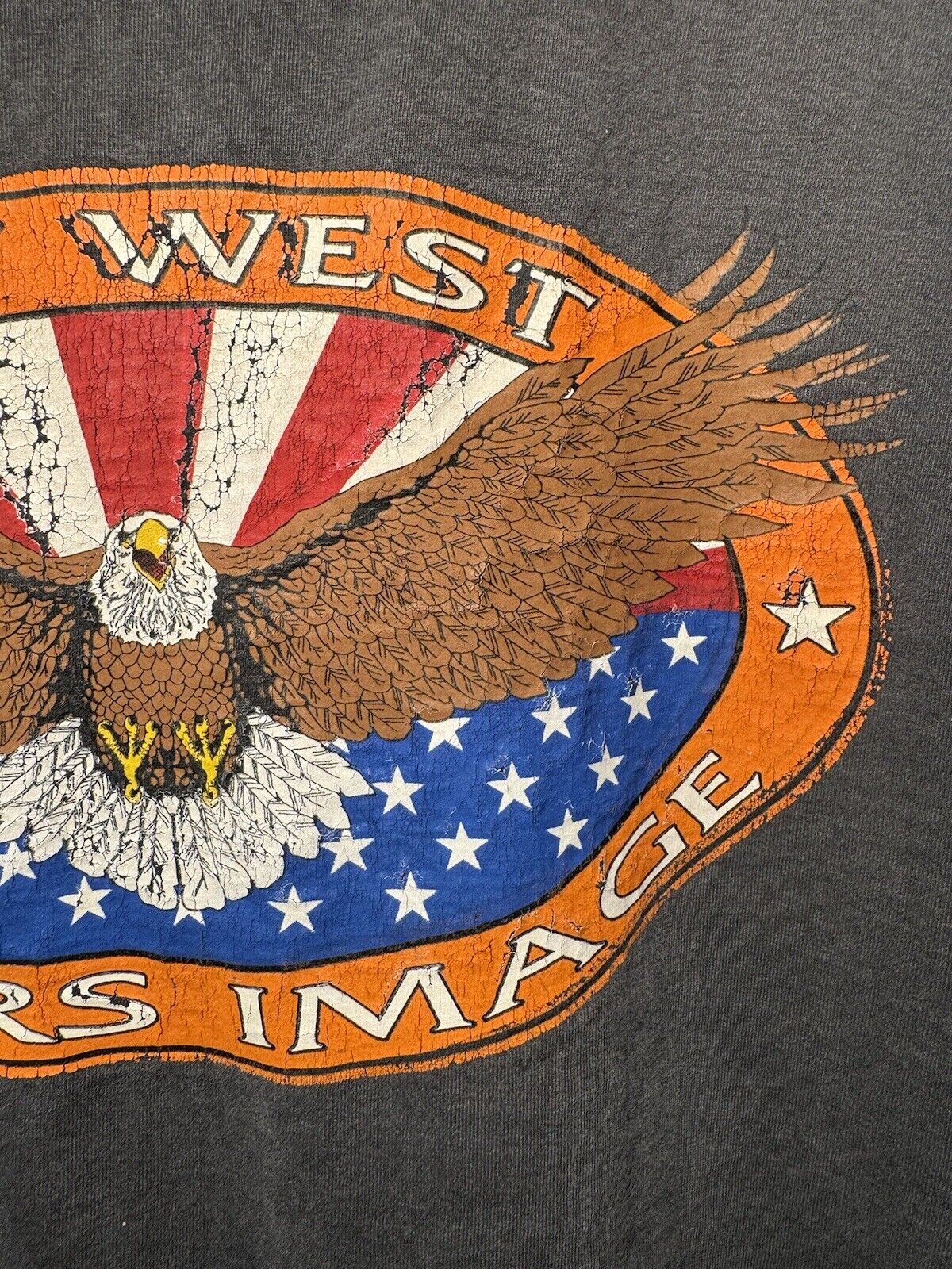 VINTAGE Bikers Image Key West black Eagle American Flag Motorcycle T-shirt XL