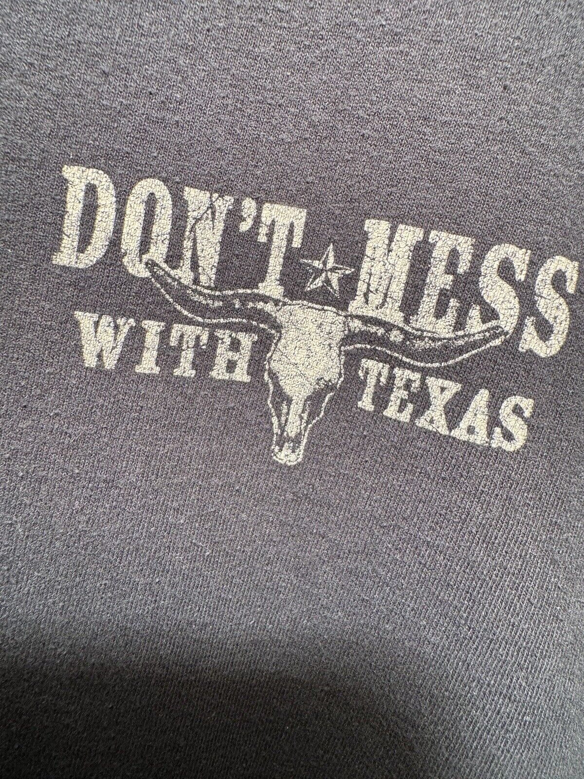 Vintage Don’t Mess With Texas L/S T-Shirt Black Gildan Sz L Dbl Sided Lone Star 