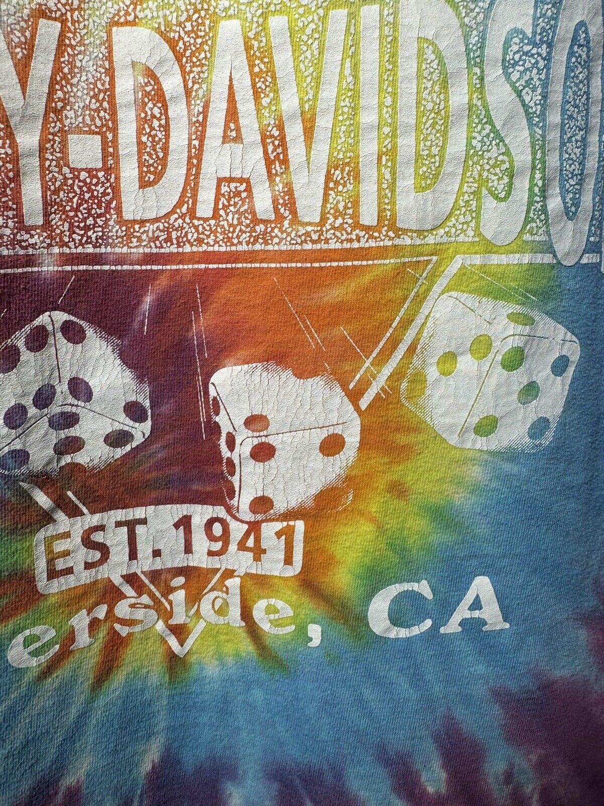 VTG 90s HARLEY DAVIDSON TIE DYE T SHIRT EXTRA LARGE BUILT TO HANDLE ANYTHING 