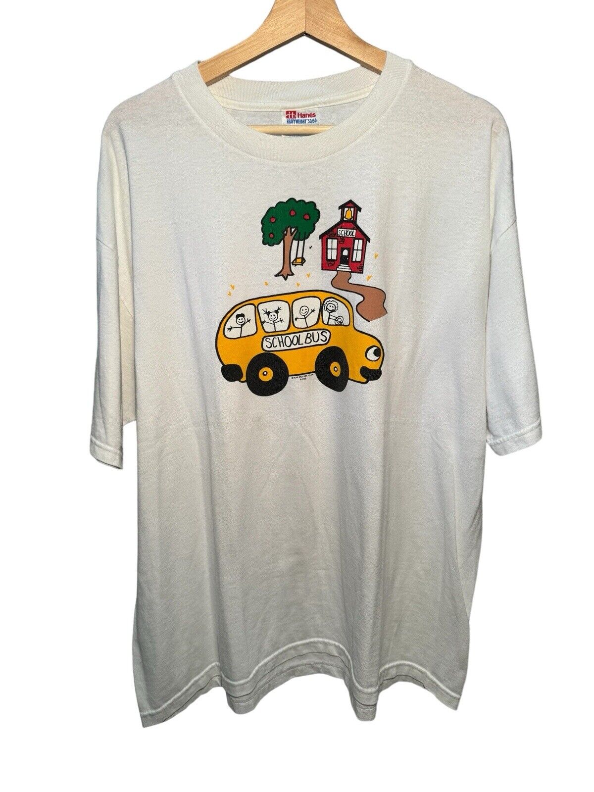 Vintage Education Shirt Mens XL White School Bus School Teacher 90s Hanes 