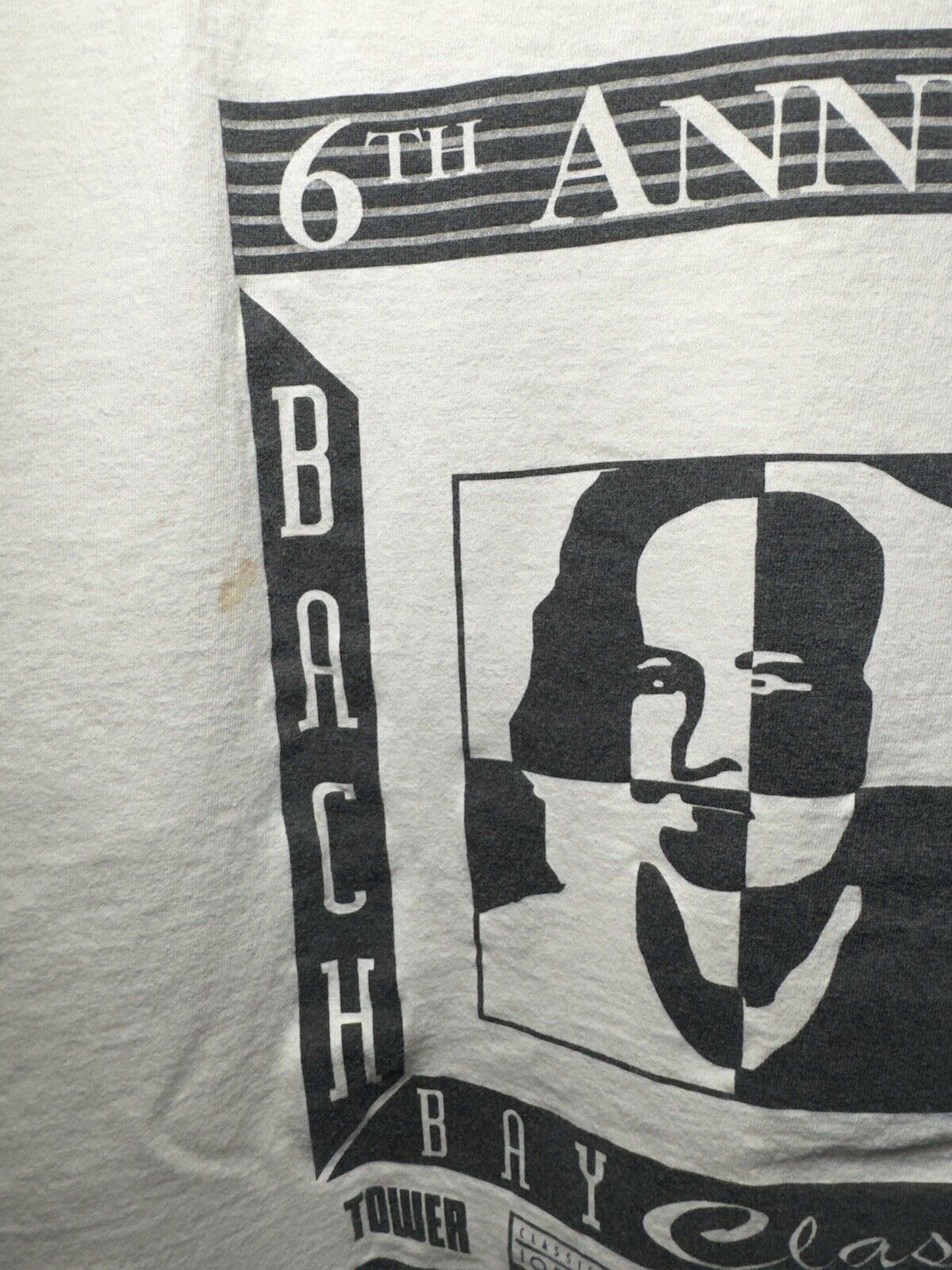 Vintage Bach Bay Classic T-Shirt Sz XL White Piano Music 1997 Newport Beach 