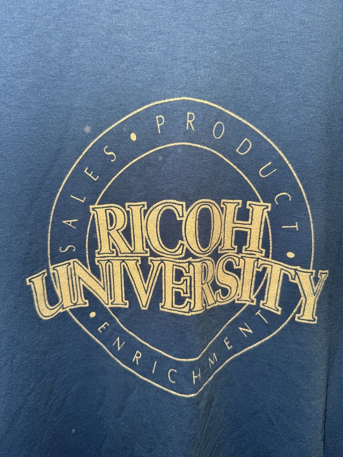 Vintage 90s Ricoh University T-Shirt Blue Sz XL Single Stitch Hanes 