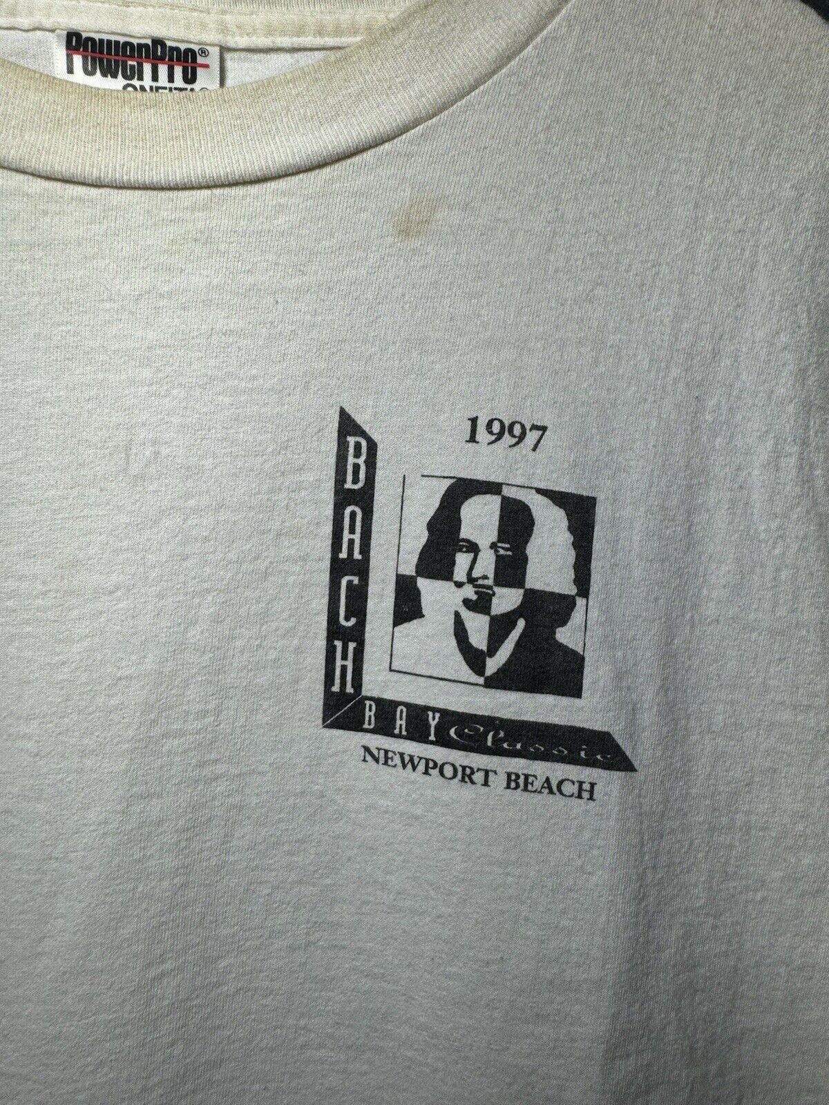 Vintage Bach Bay Classic T-Shirt Sz XL White Piano Music 1997 Newport Beach 