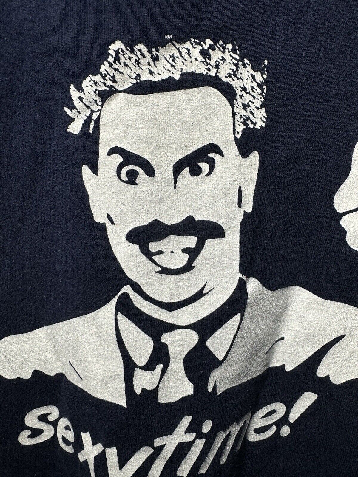 Vintage Borat Movie Promo Sexy Time! T-Shirt Sz L Navy Blue Rare Funny 