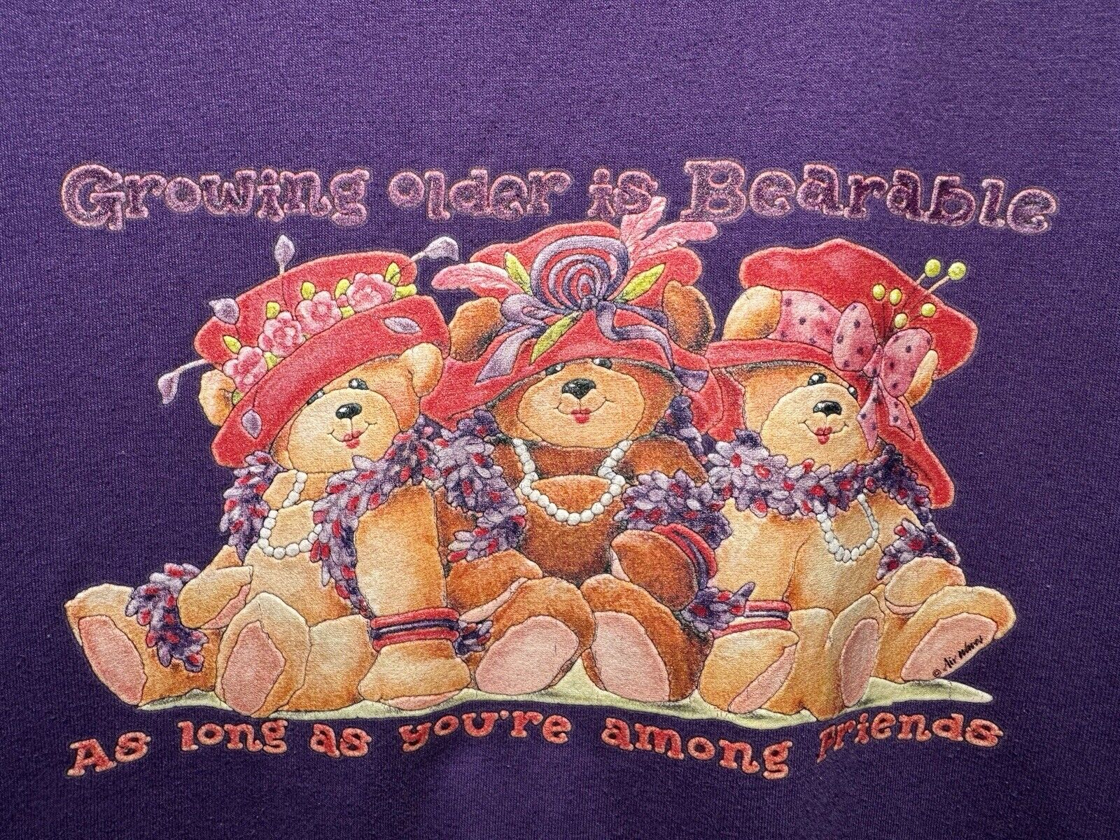 Vintage Growing Older Is Bearable T-Shirt Sz L Purple Quotes Couture Jerzees