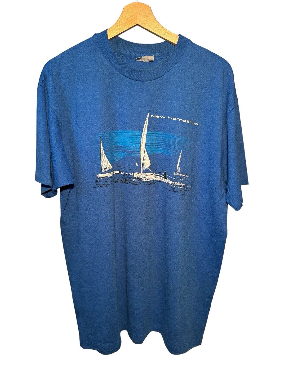 Vintage New Hampshire Sailing T Shirt Sz XL 1988 Single Stitch Boat USA made