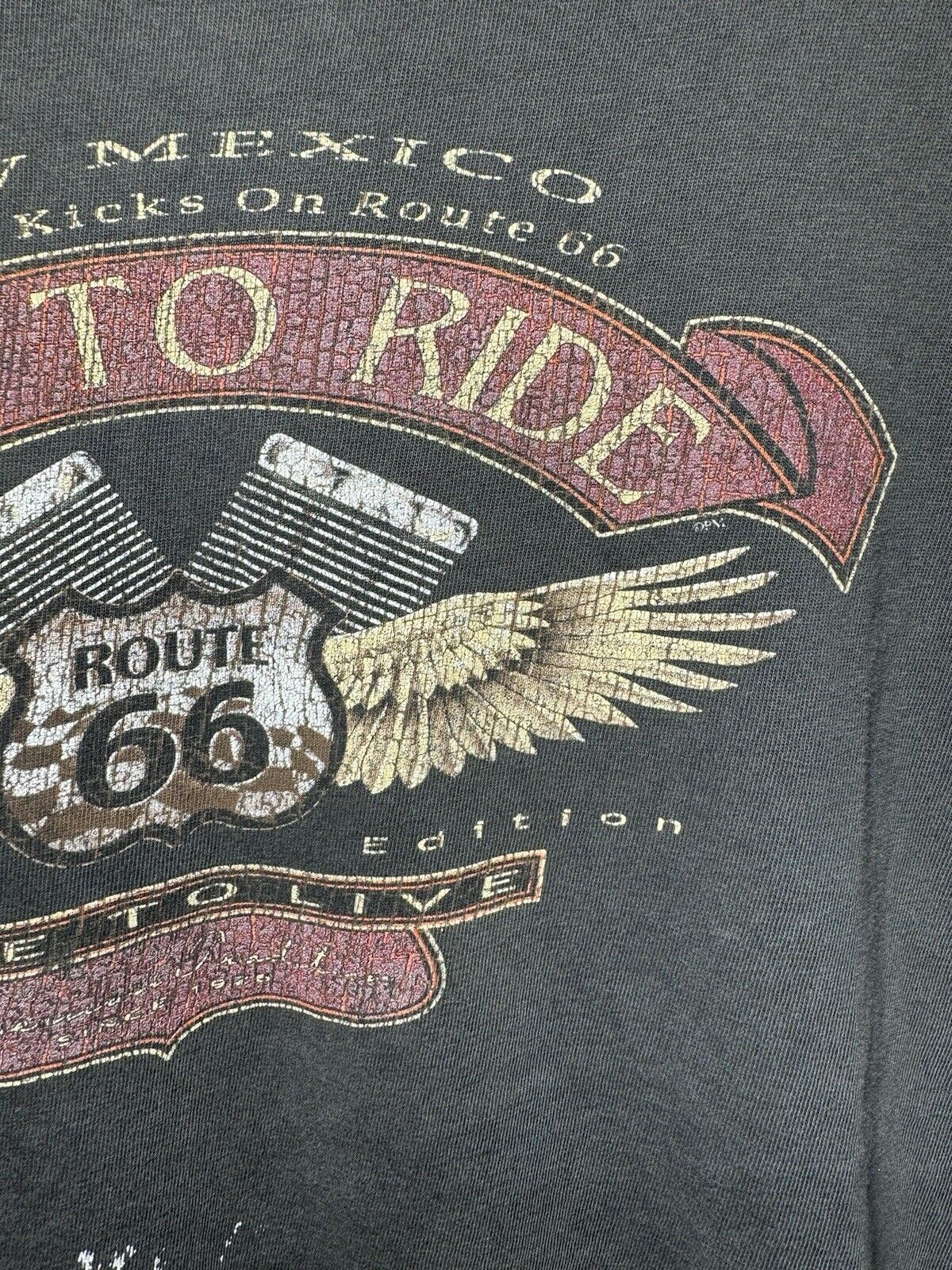 Vintage Y2K Live To Ride Route 66 Biker T-Shirt Faded Distressed Sz 2XL 