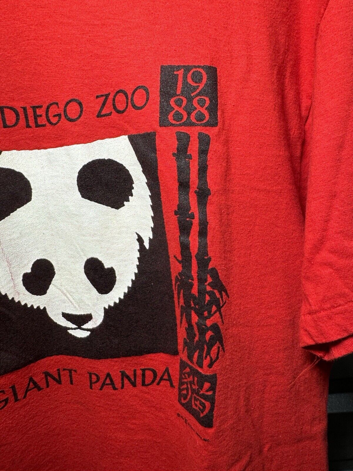 Vintage 1987-88 San Diego Zoo Giant Panda Red Single Stitch T-shirt L