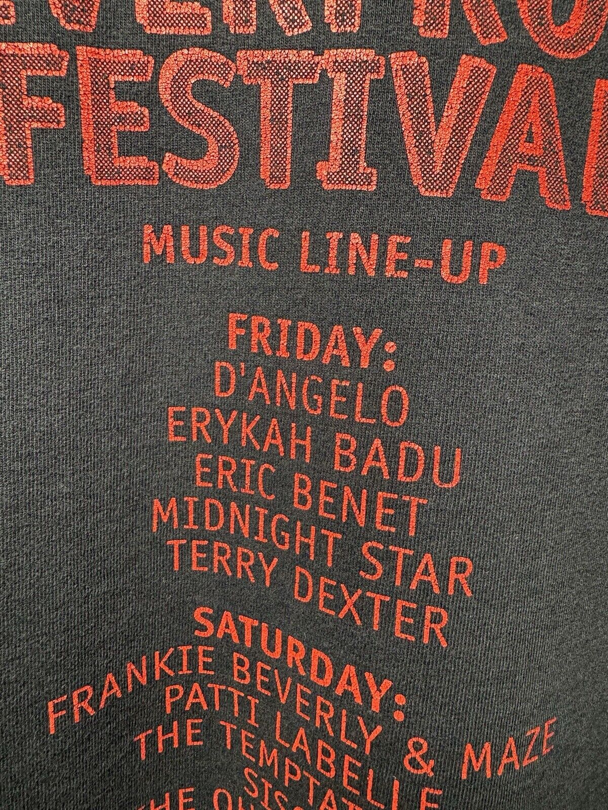 Vtg Cincinnati Riverfront Stadium Festival 90s T-Shirt XL Erykah Badu Dbl Sided 