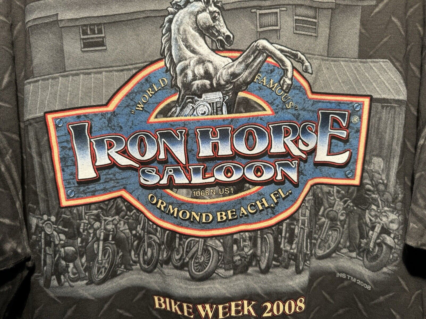 VTG Iron Horse Saloon T-Shirt Mens Large Gray 2008 Florida Bike Week Biker 