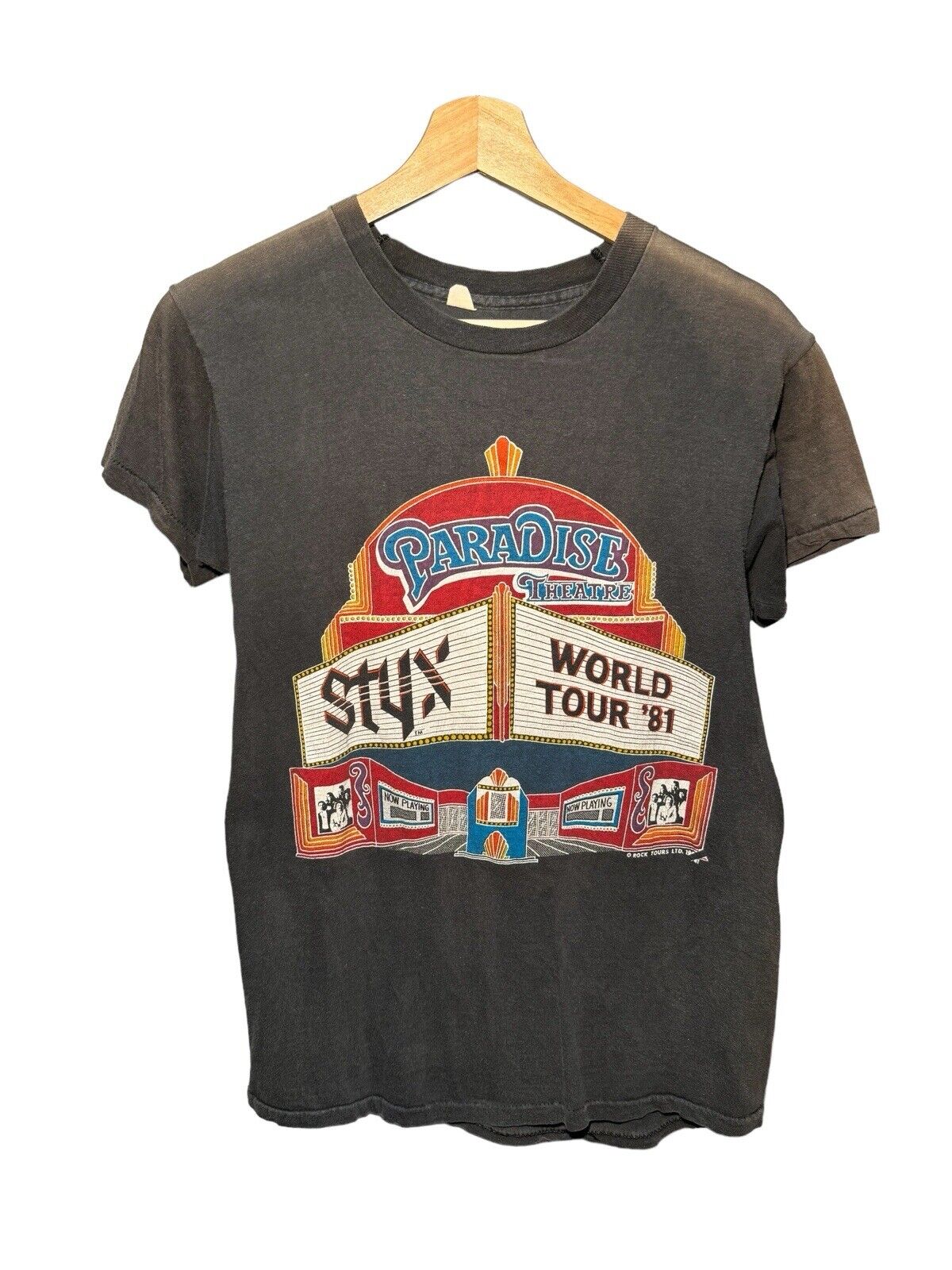 Vtg 80s STYX 81 World Tour At The Paradise Theatre T-Shirt 1981 Concert Tee M