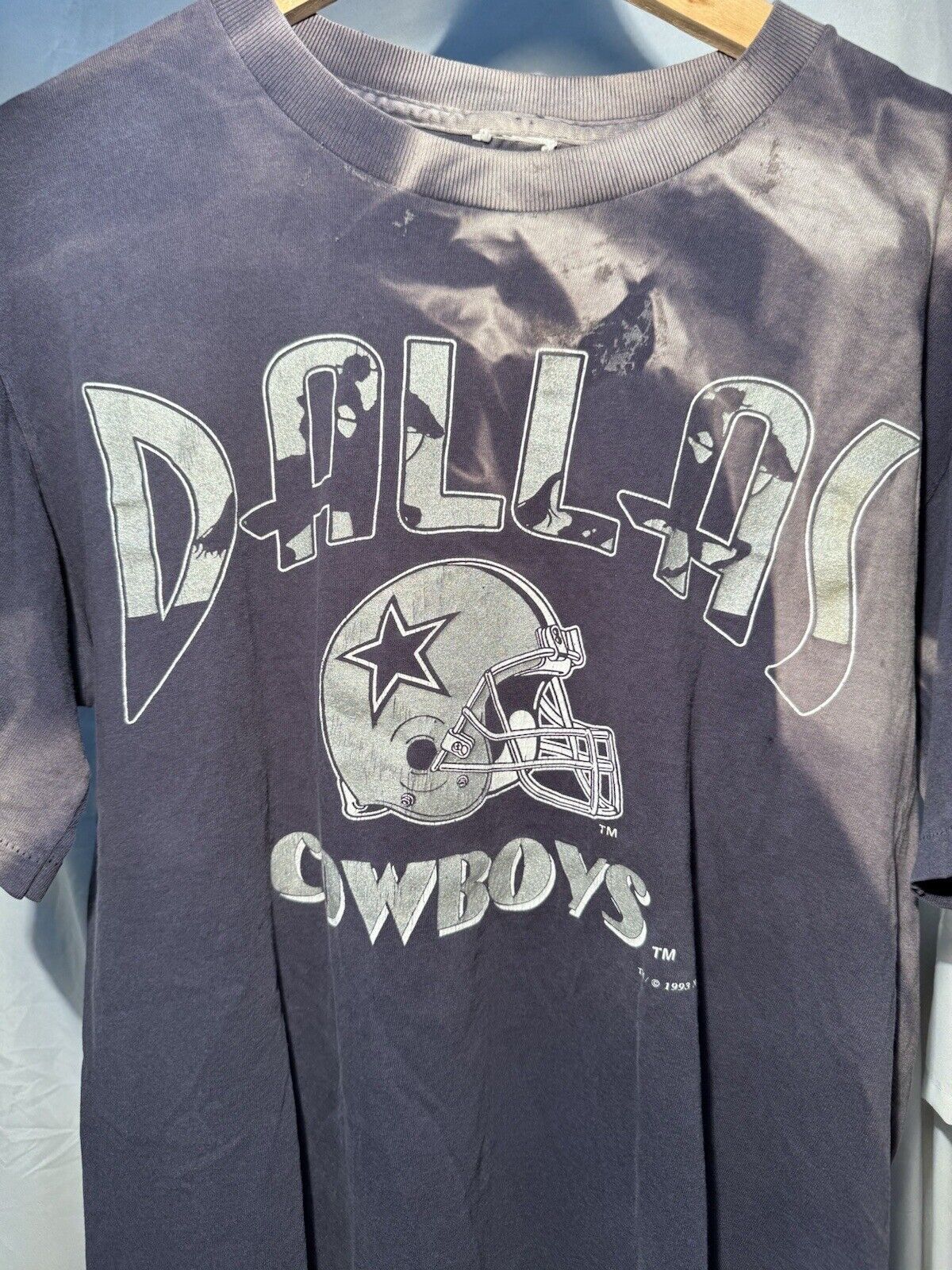 Vintage 1993 Dallas Cowboys T-Shirt Navy Nutmeg Made in USA Sz L 