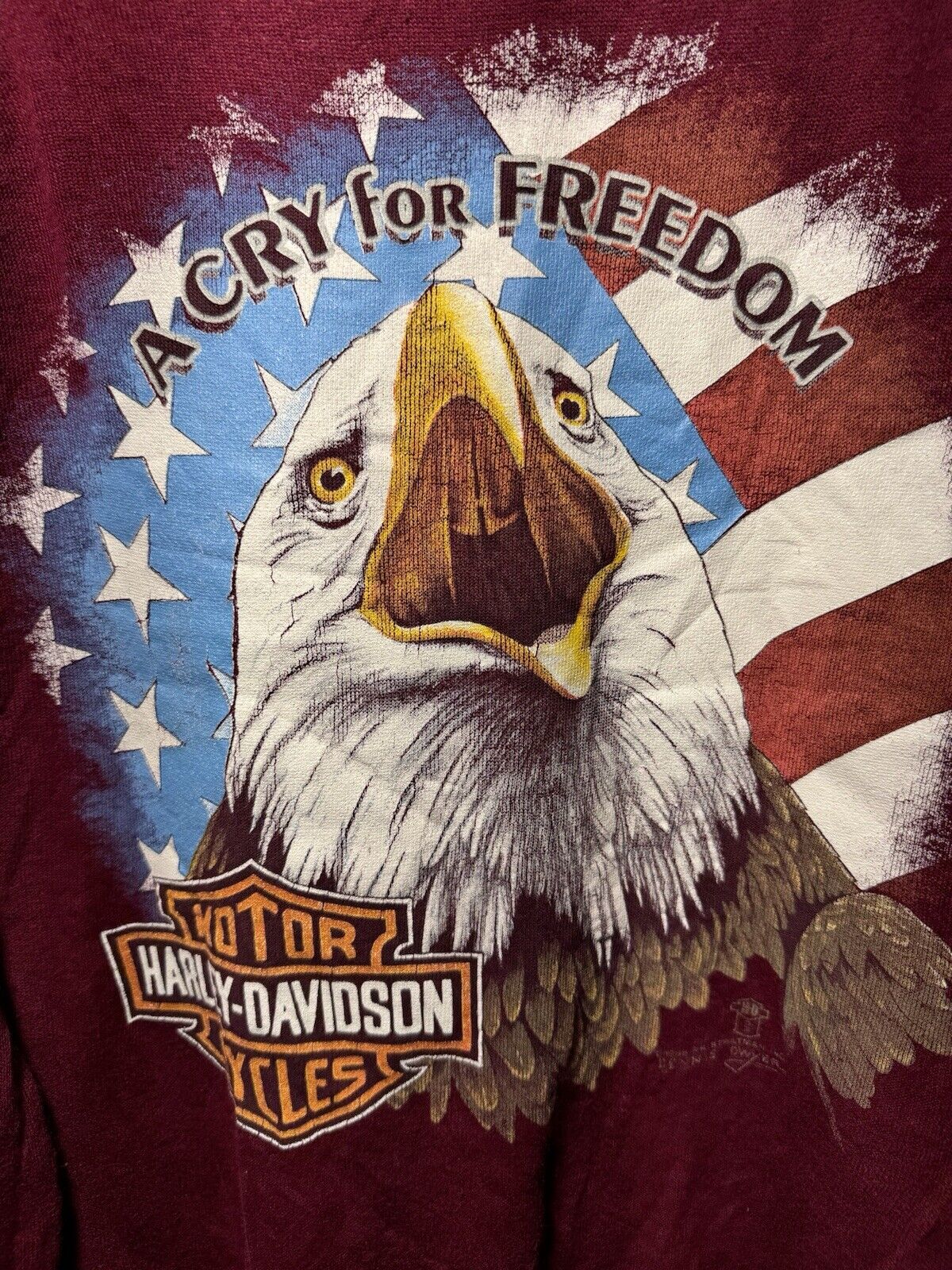 VTG 80s Harley Davidson Crewneck Sweatshirt USA Biker A Cry For Freedom L