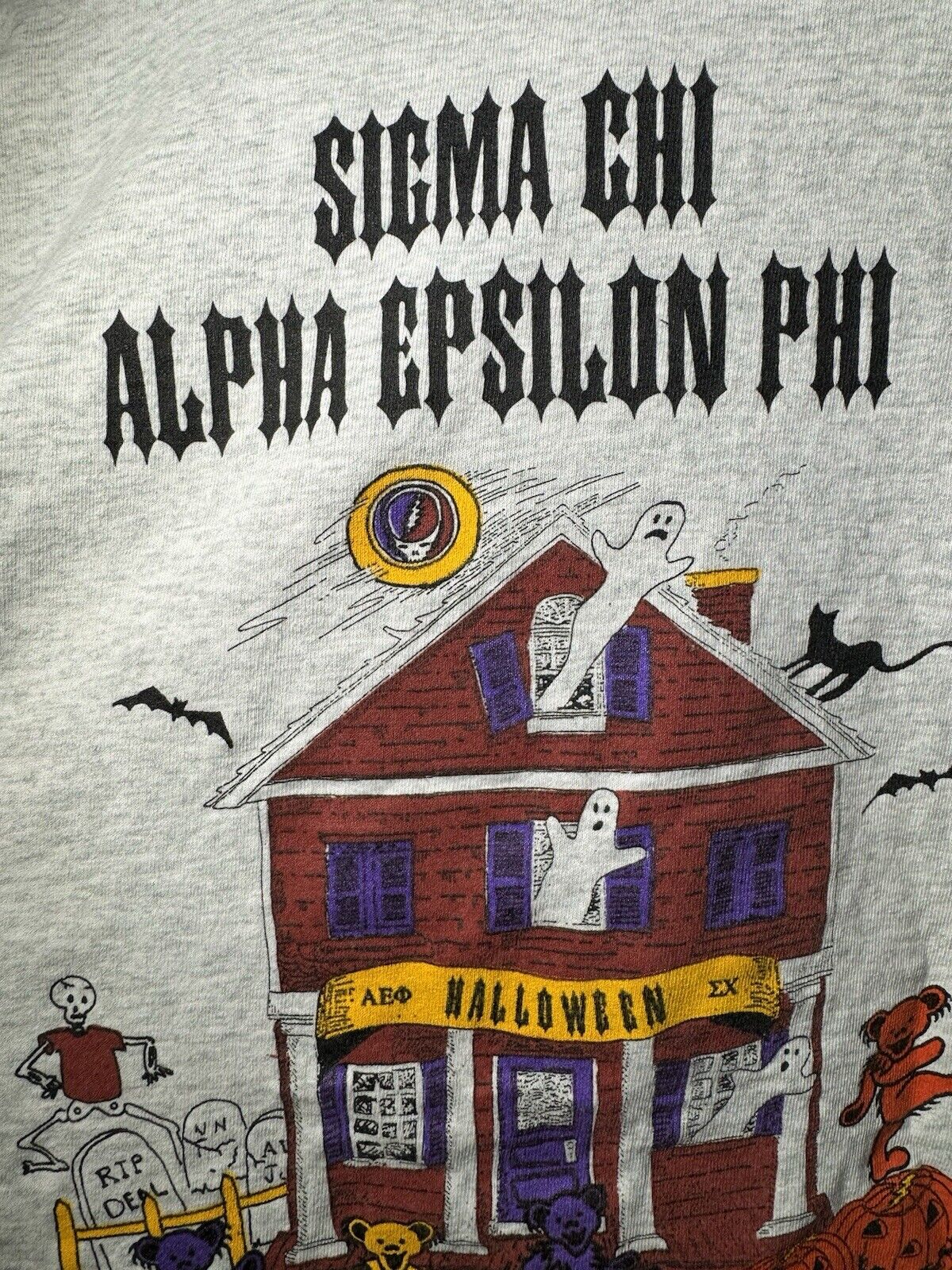 Vintage 1993 Sigma Chi Alpha Epsilon Phi L/S T-Shirt XL Grateful Dead Halloween 