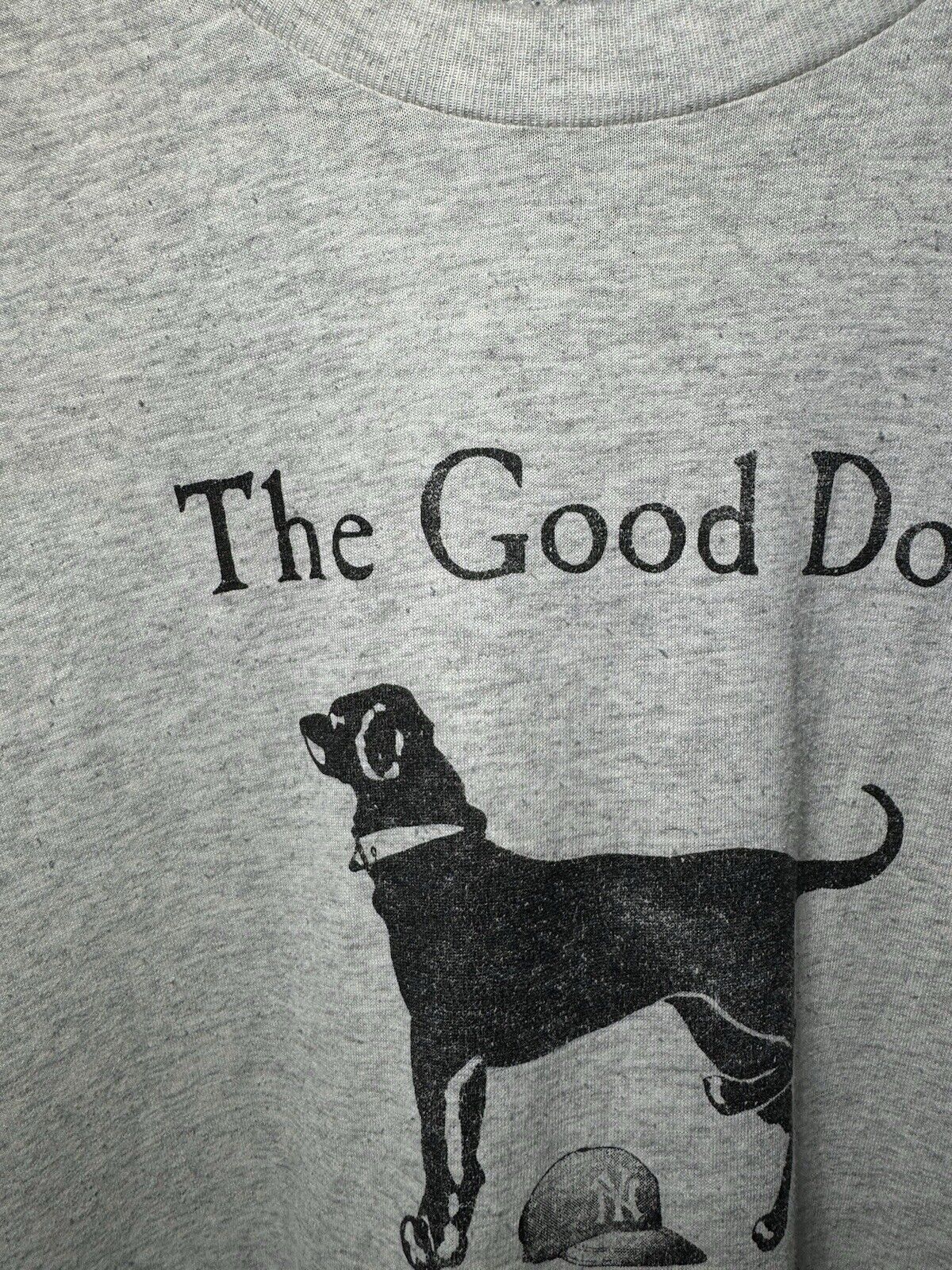 Vintage The Good Dog Yankees T-Shirt Sz XL Gray Paper Thin Hanes Funny 