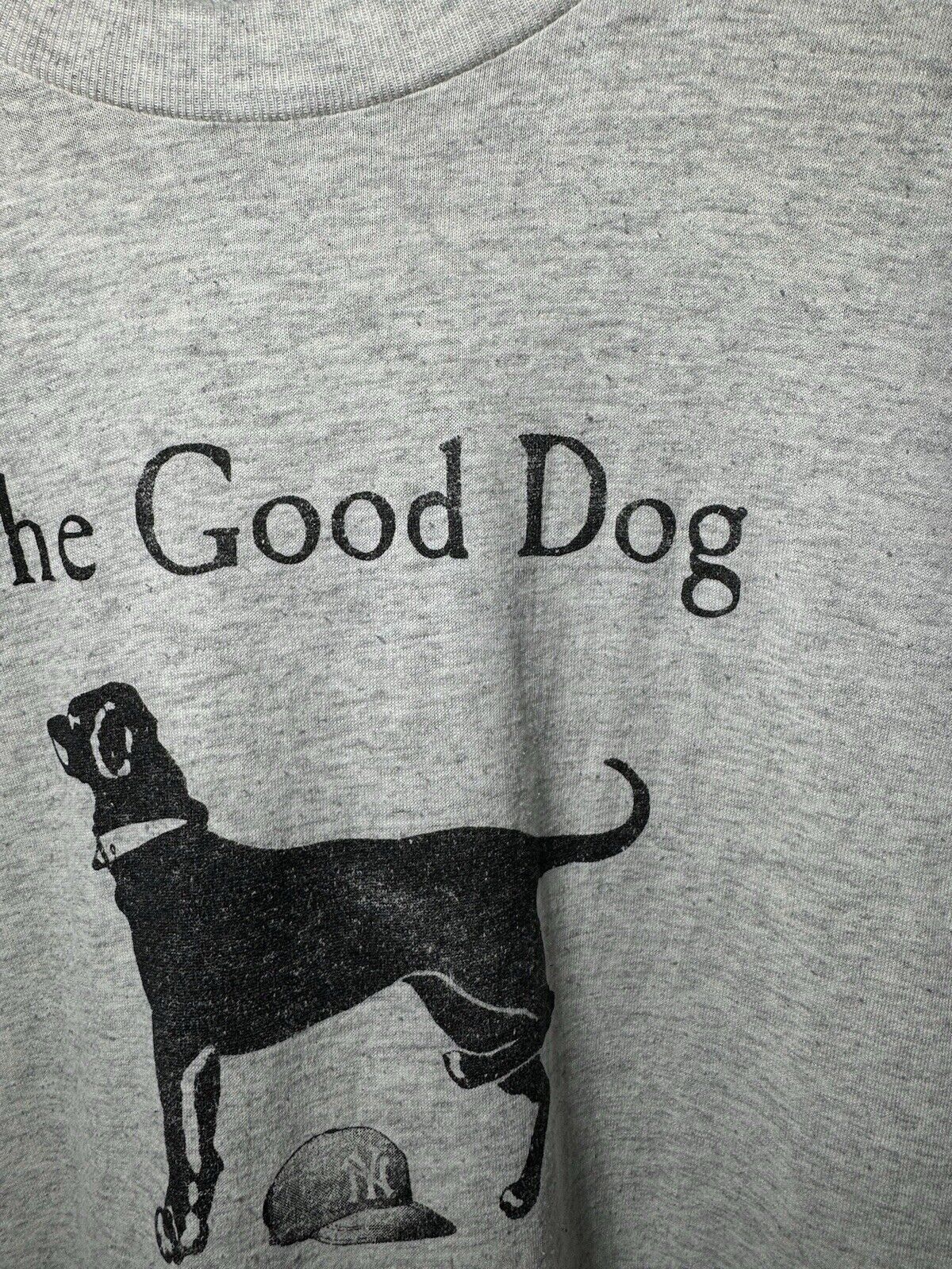 Vintage The Good Dog Yankees T-Shirt Sz XL Gray Paper Thin Hanes Funny 