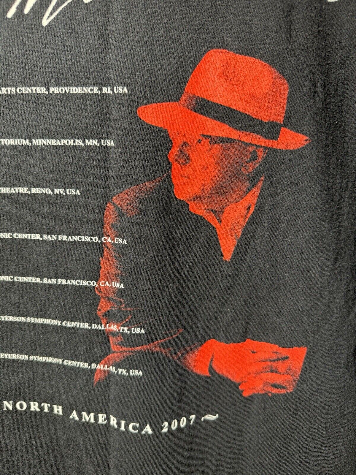 Van Morrison Live North America 2007 Tee Black T-Shirt Double Sided Size XL