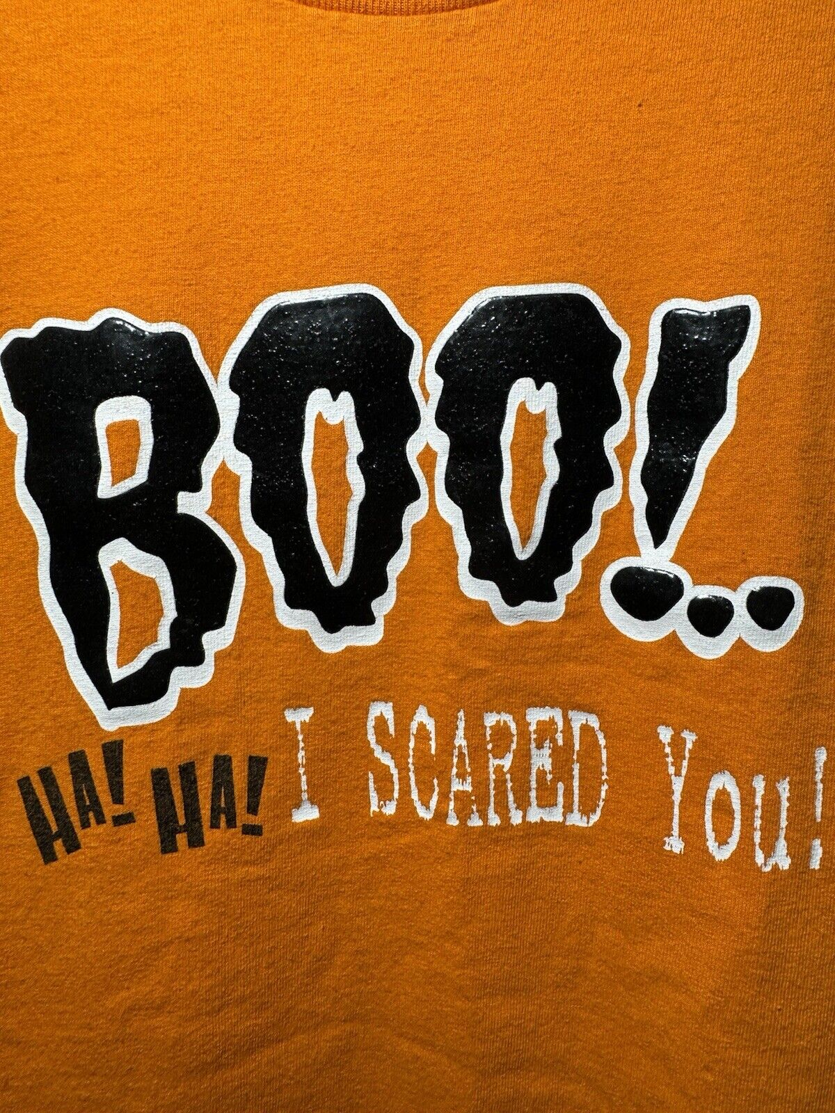 Vintage Boo I Scared You Halloween Spooky T-Shirt Orange Sz L AAA Tag