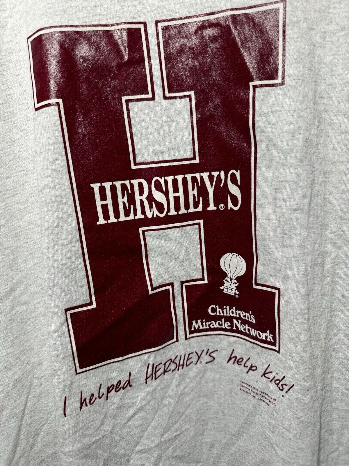 Vintage Hersheys Chocolate Promo T-Shirt Gray Size XL 90s Made In USA