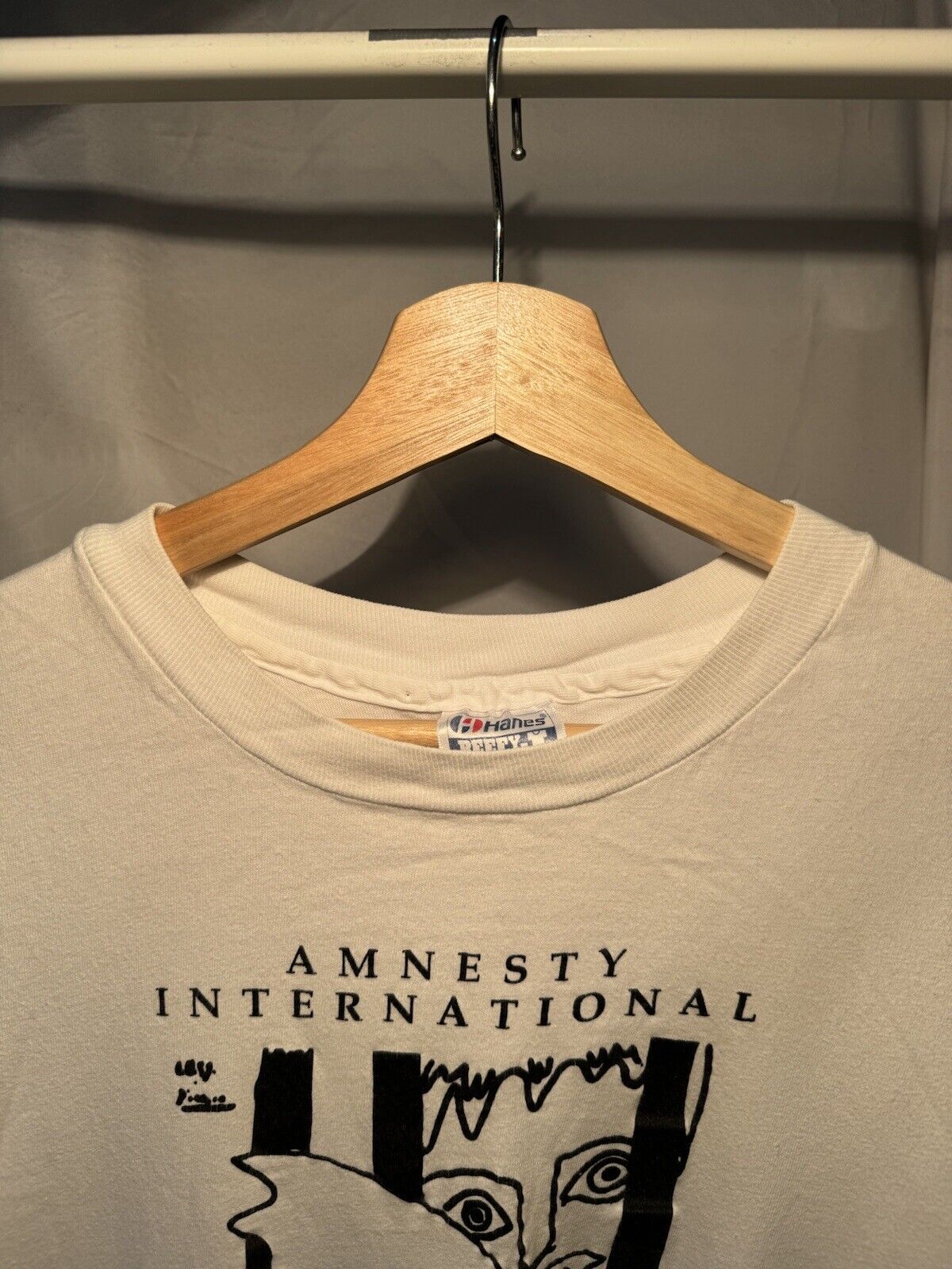 Vintage Amnesty International Conspiracy Of Hope Mens XL White Band Tee 80s