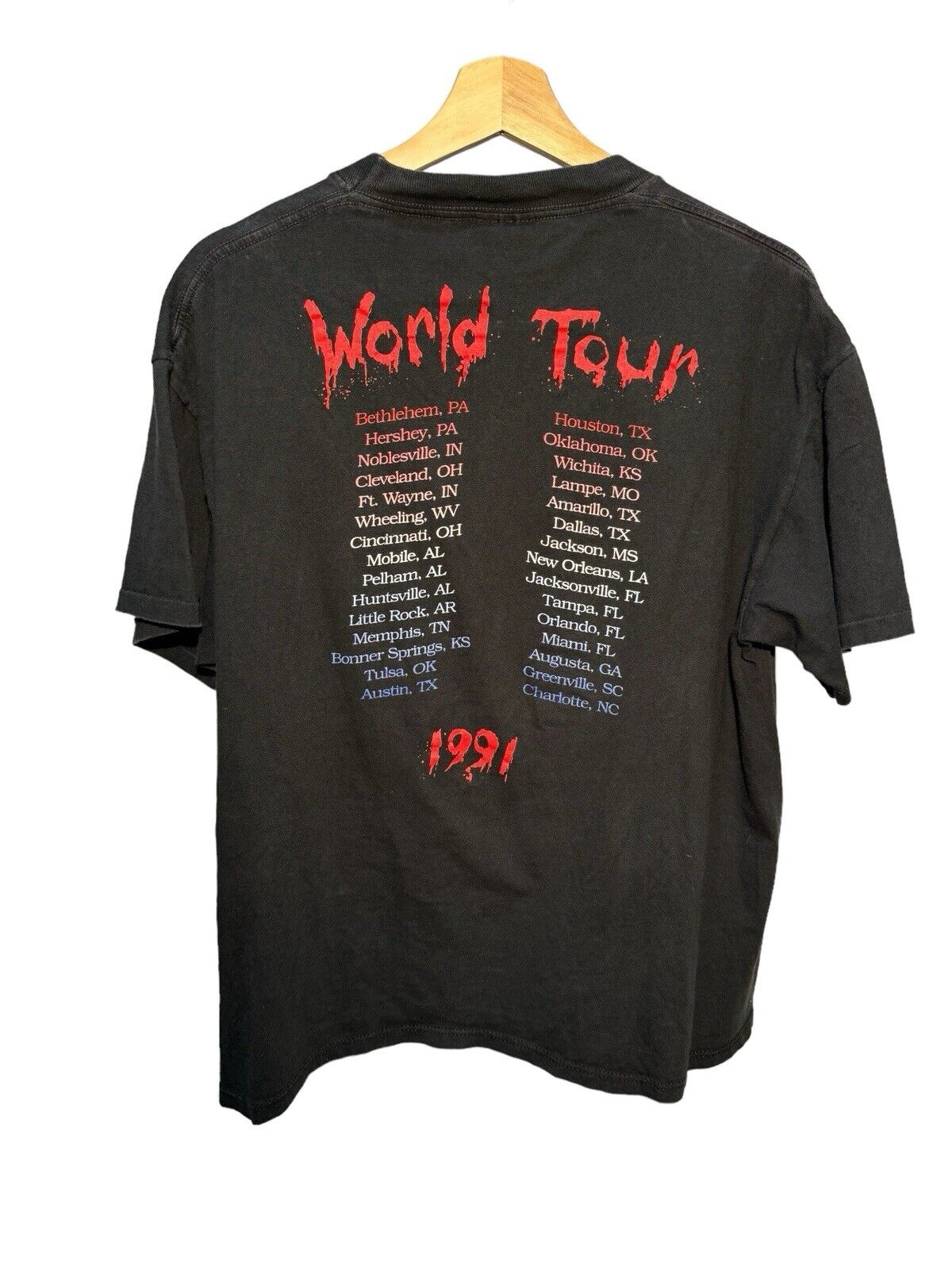 Vintage 1991 Cinderella World Tour T Shirt XL Black Double Sided Band Brockum 