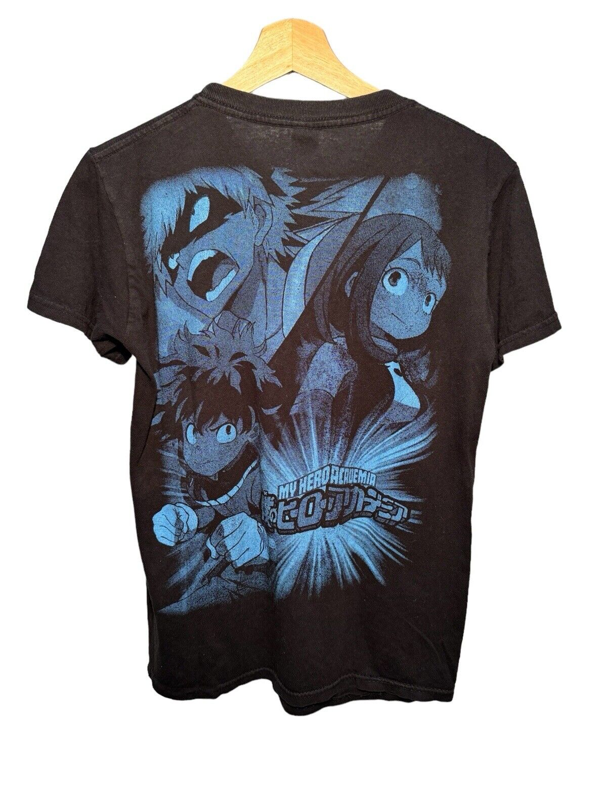 Vintage MY HERO ACADEMIA MENS M T-Shirt / Double Sided Graphic Black RARE 