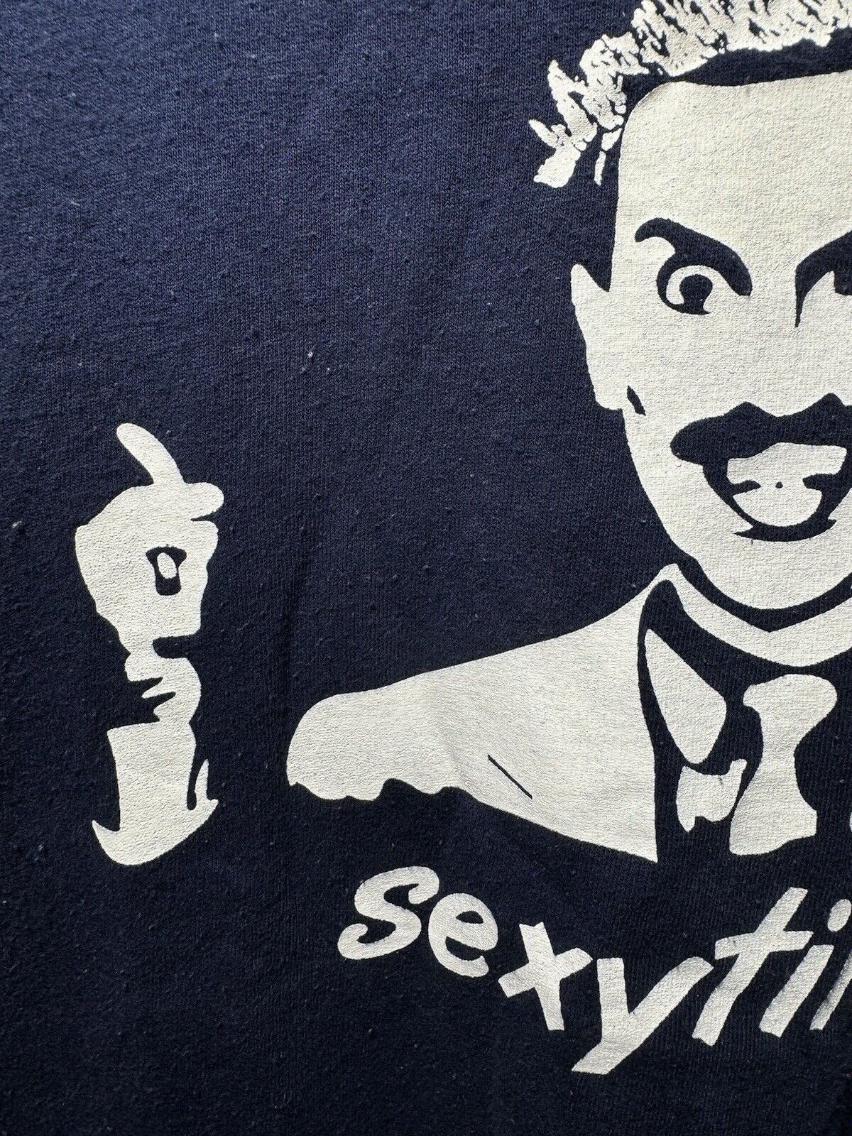 Vintage Borat Movie Promo Sexy Time! T-Shirt Sz L Navy Blue Rare Funny 