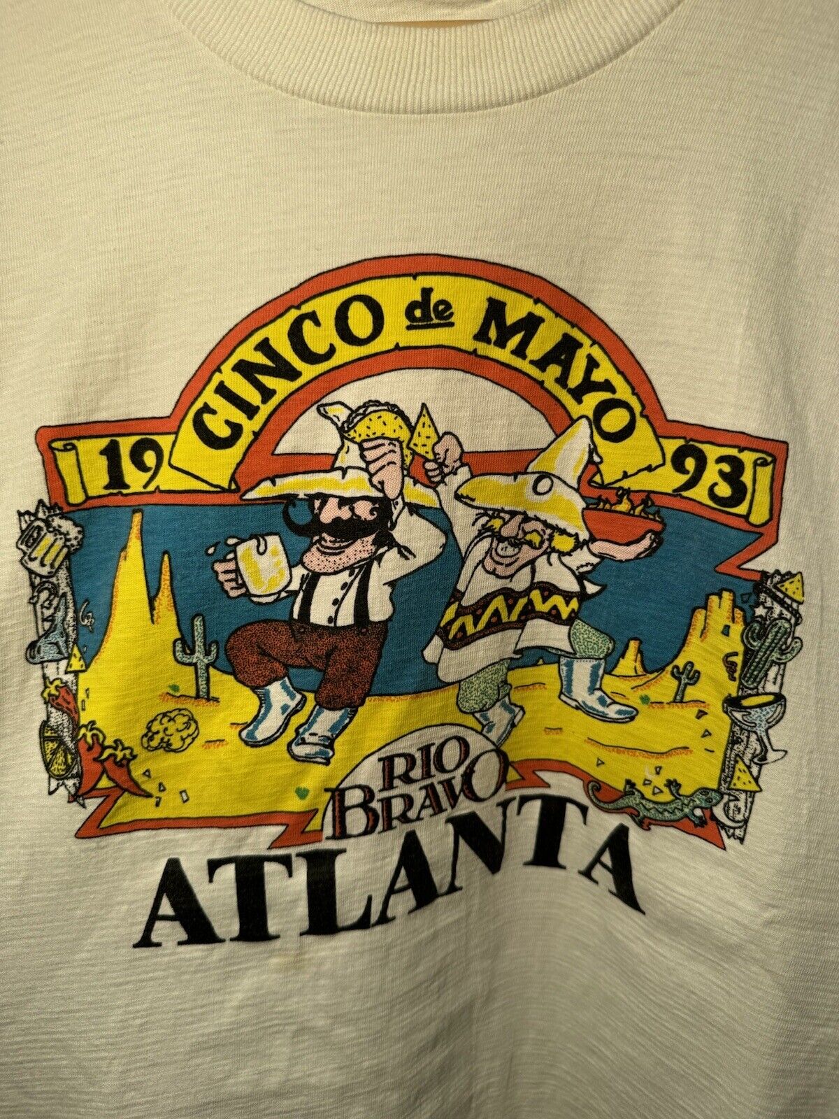 Vintage 1993 Cinco De Mayo T-Shirt Rio Bravo Atlanta Sz L Made in USA 