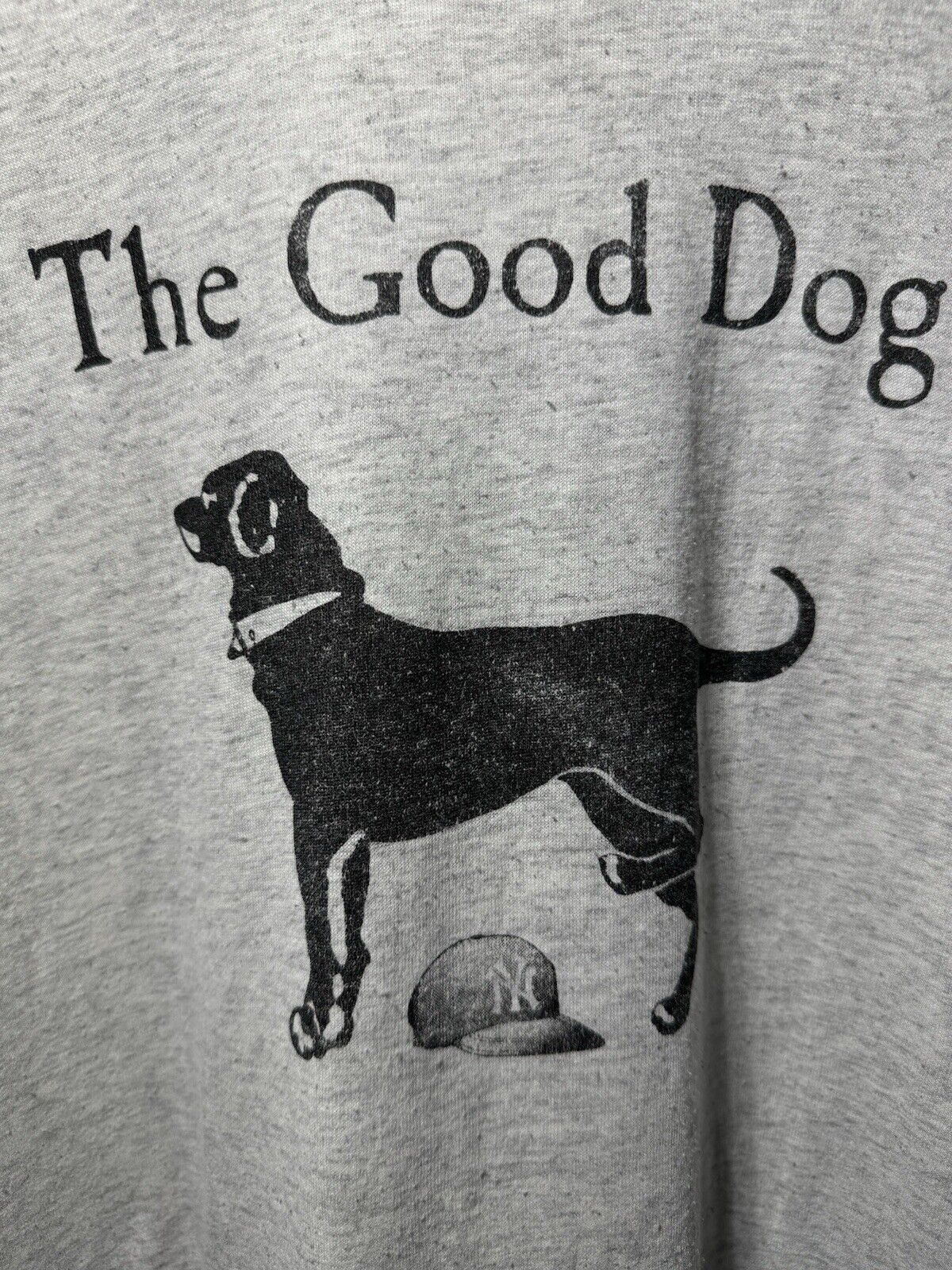 Vintage The Good Dog Yankees T-Shirt Sz XL Gray Paper Thin Hanes Funny 