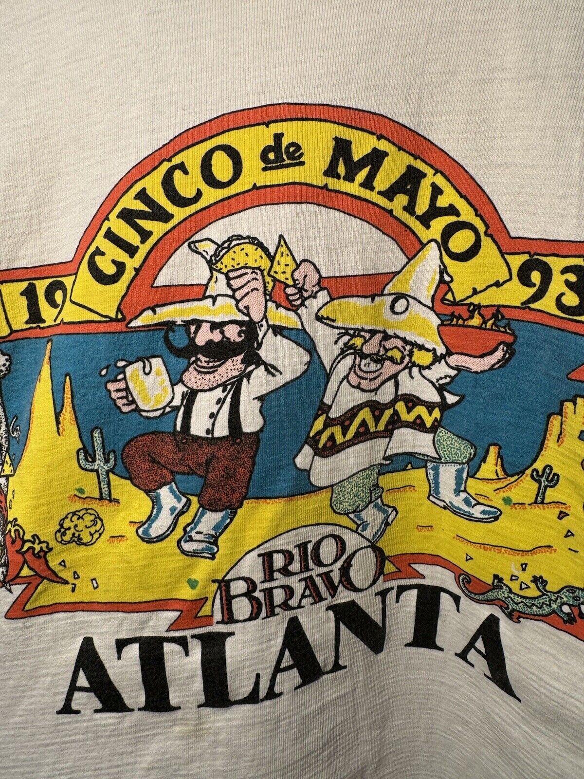 Vintage 1993 Cinco De Mayo T-Shirt Rio Bravo Atlanta Sz L Made in USA 